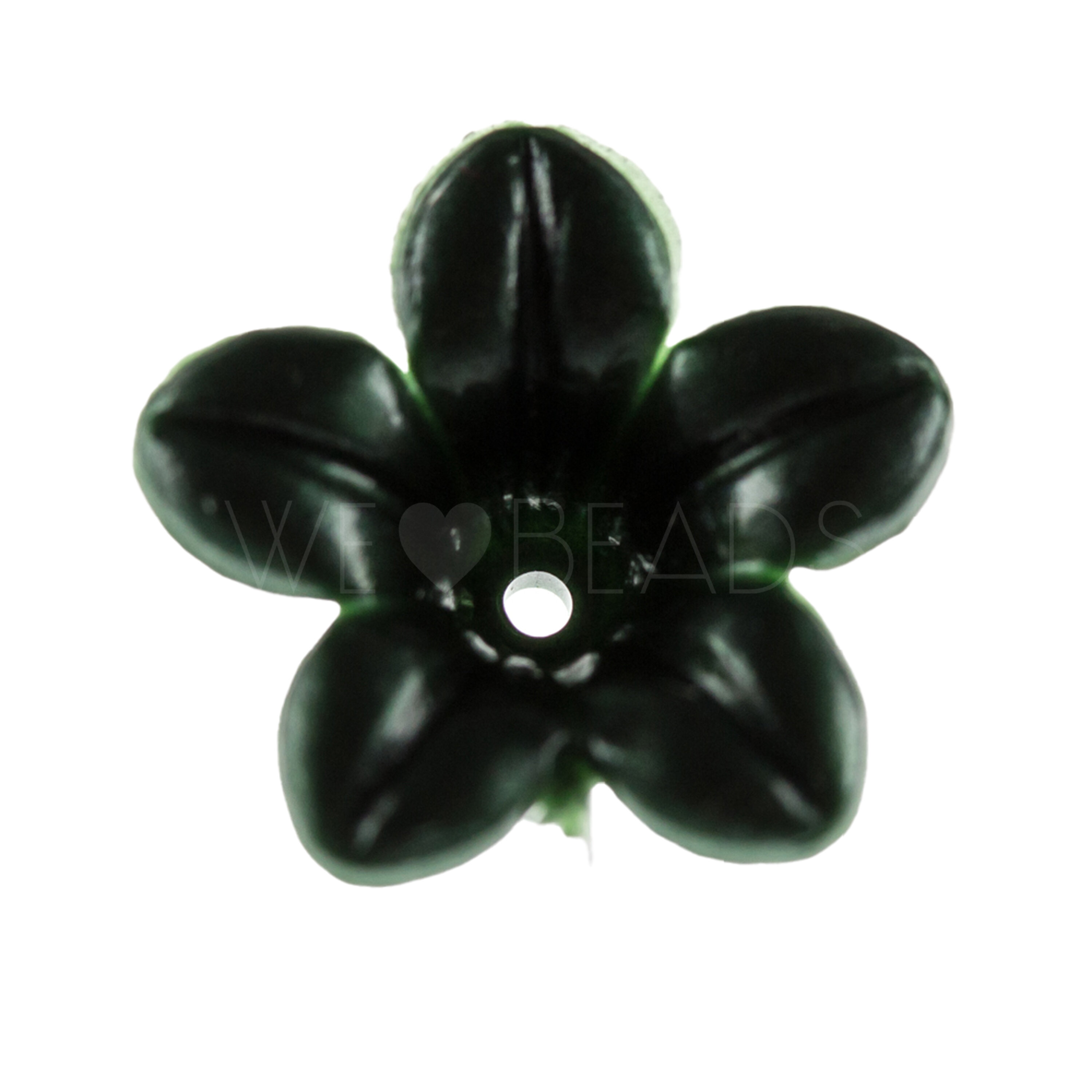 14mm Flower Beads in pine green