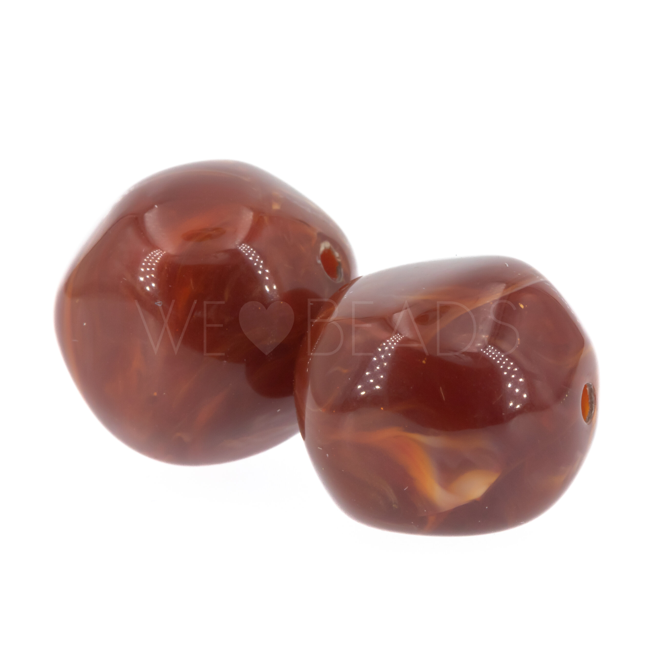 15mm baroque Beads- red Marbled