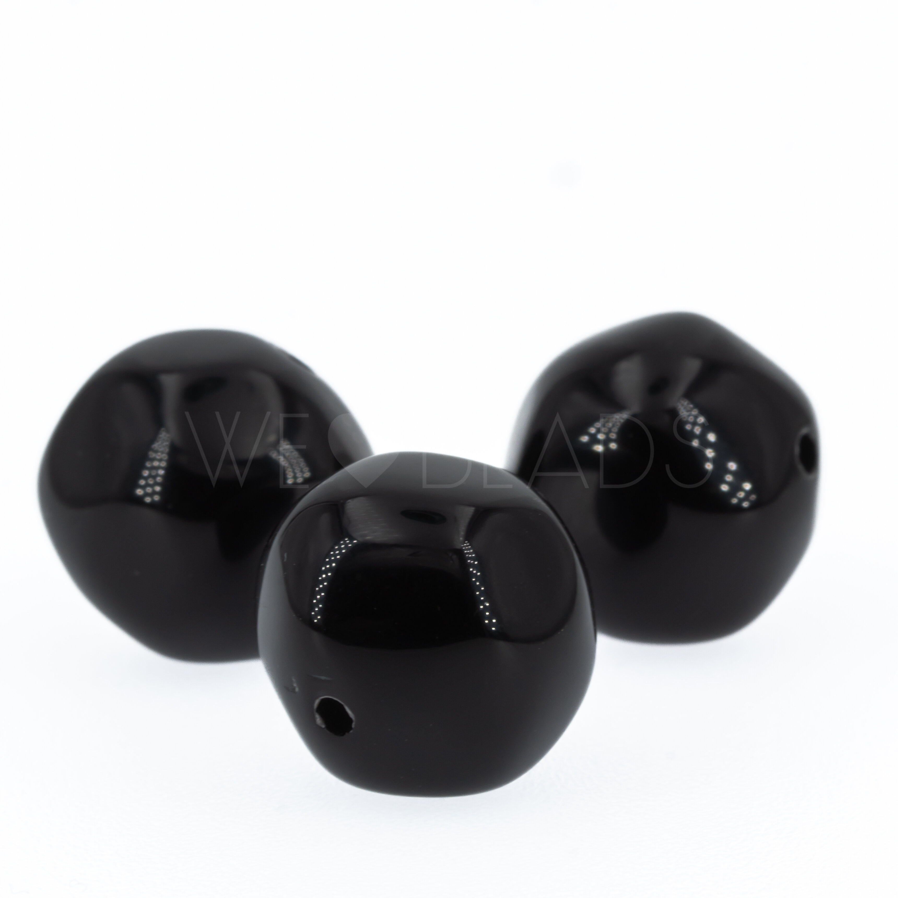 15mm baroque Beads- black Opaque