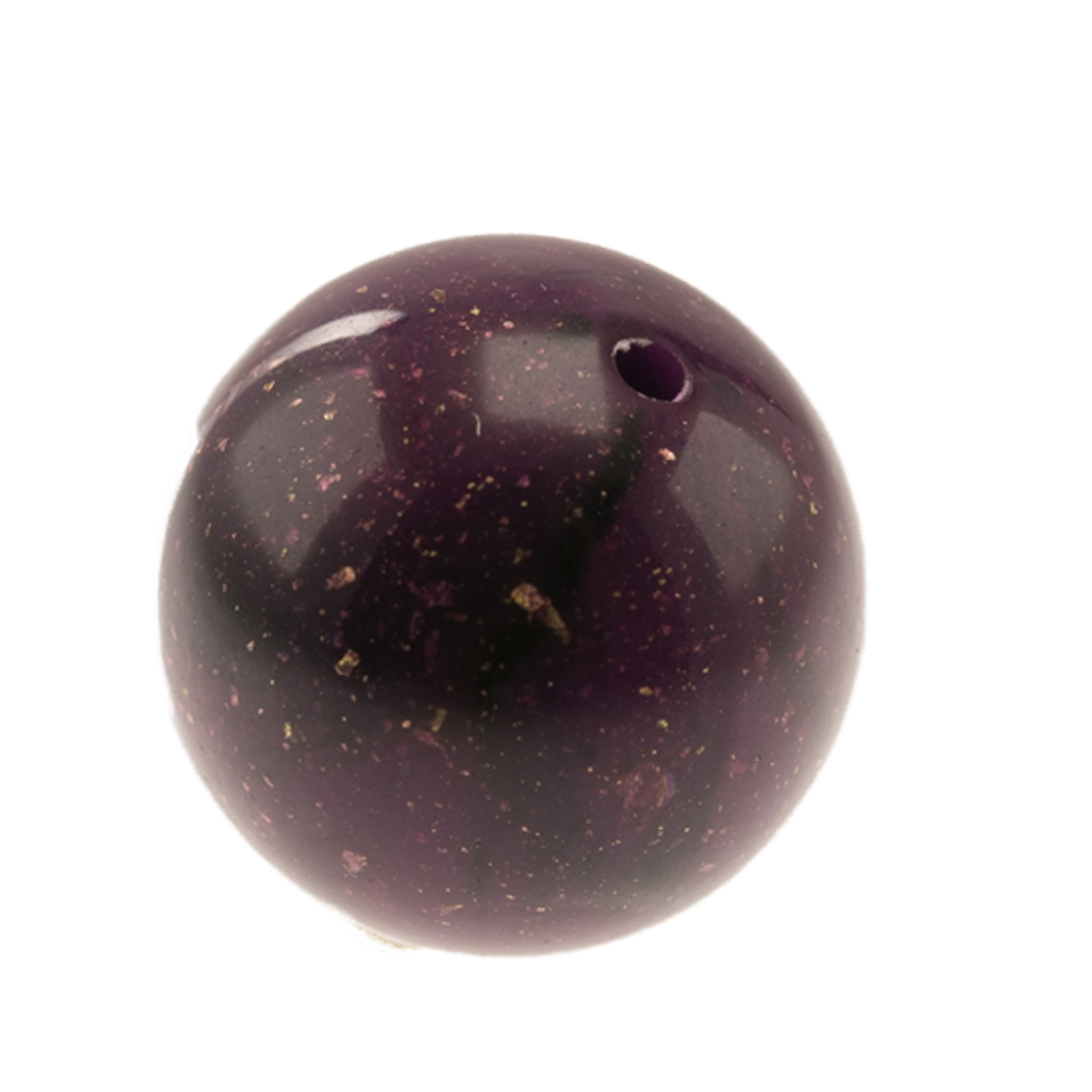 14mm Rundperle in  lila / flitter Satt