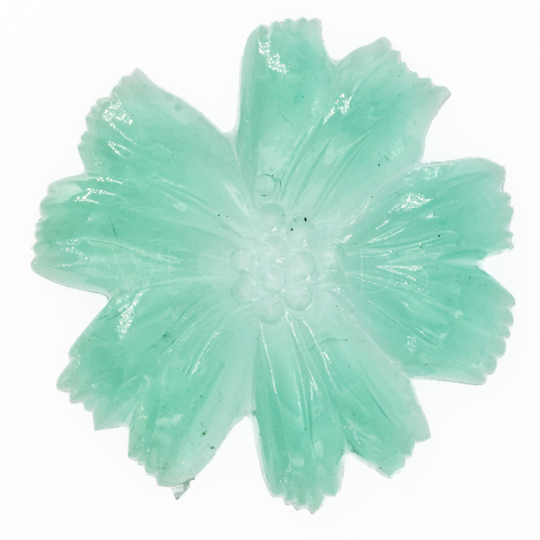 49mm Flower Cabochon in light quarz green