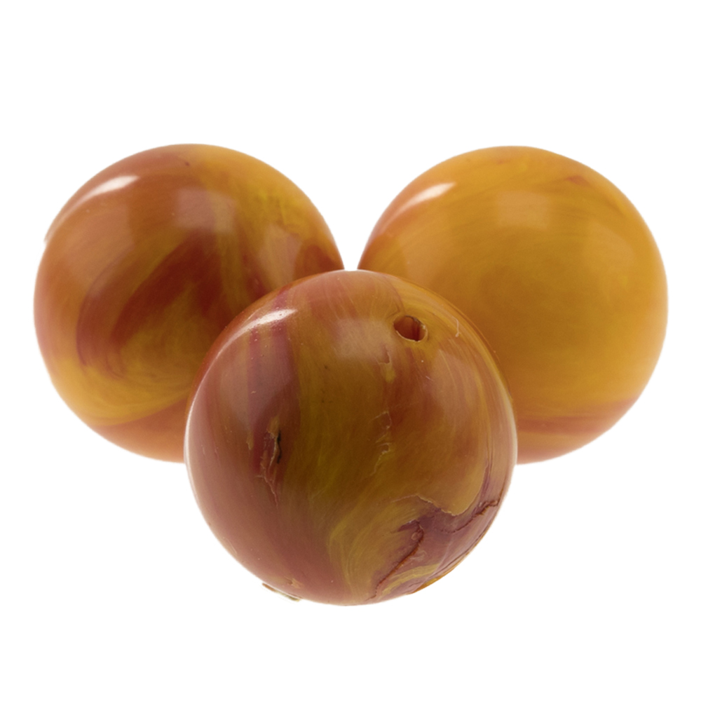 14mm Roundbead in orange koi  Marbled