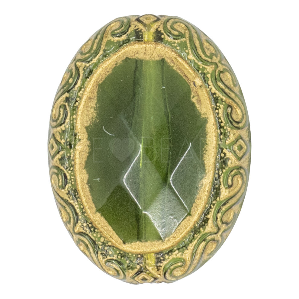 18x14 oval Beads in olive green dark