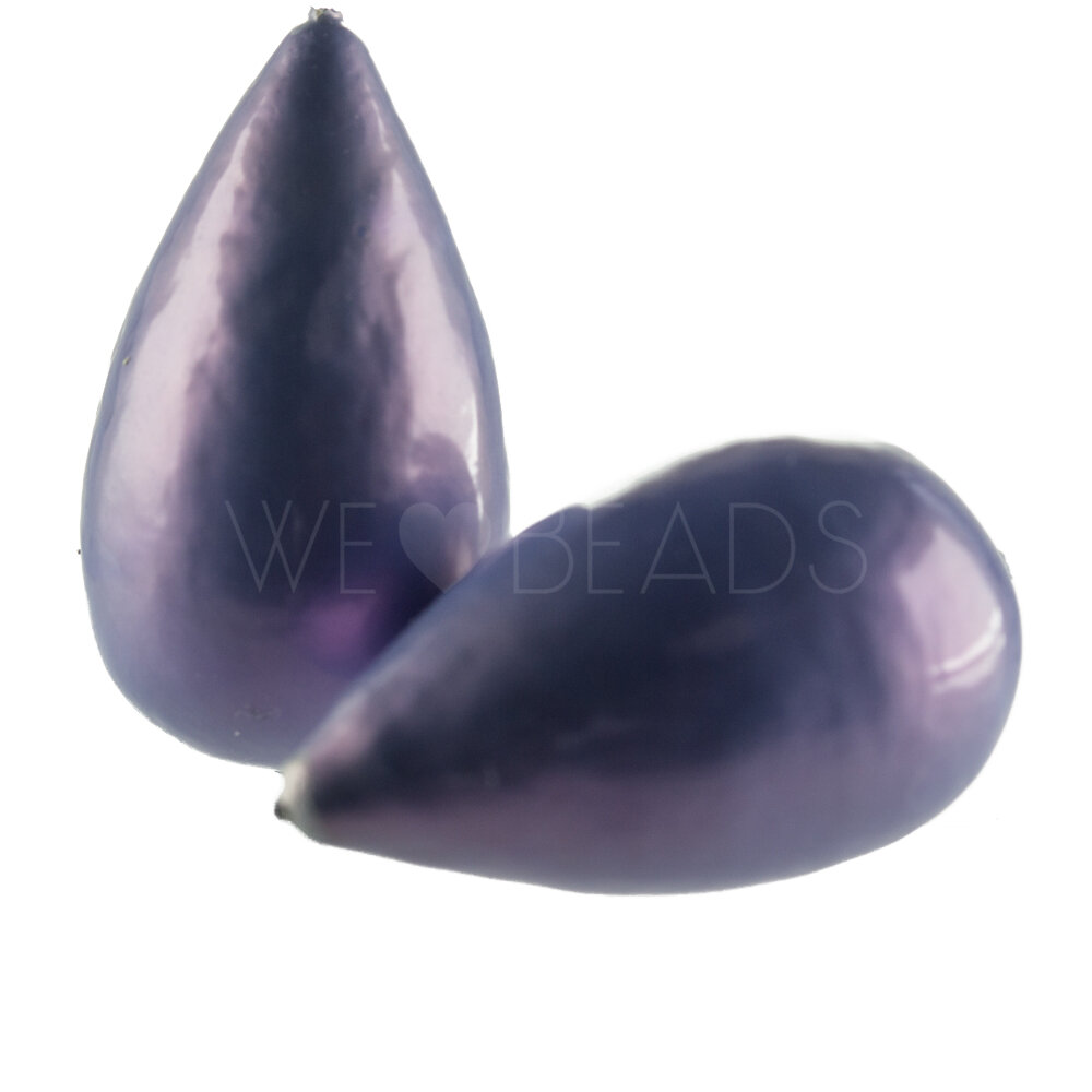 40x23 drop Paper-Mache Bead in radiant Celestial blue