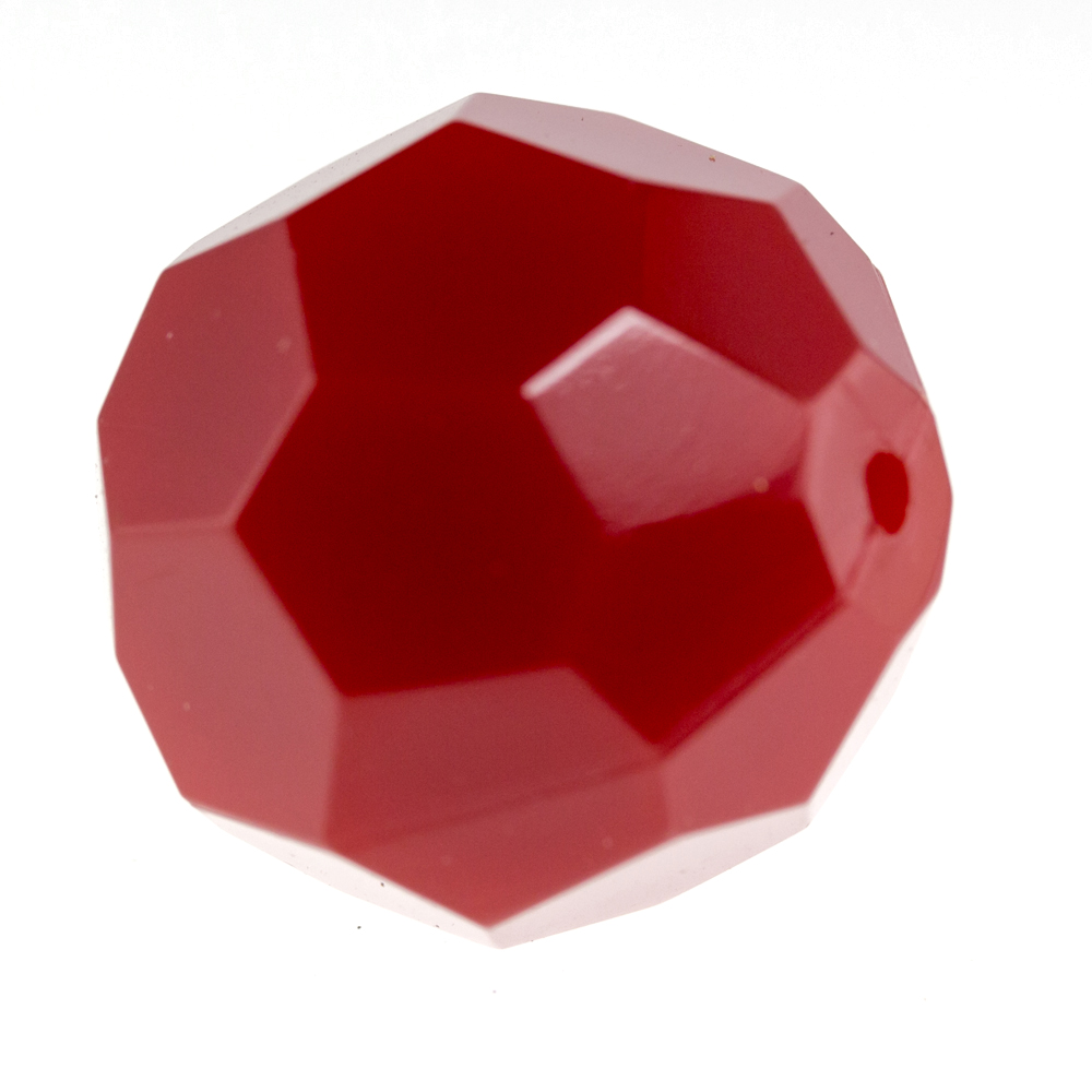 18mm  facettierte Rundperle in  tomatenrot Satt