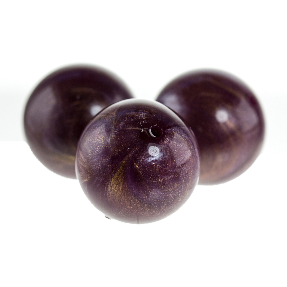 18mm Roundbead in  purple-gold Marbled