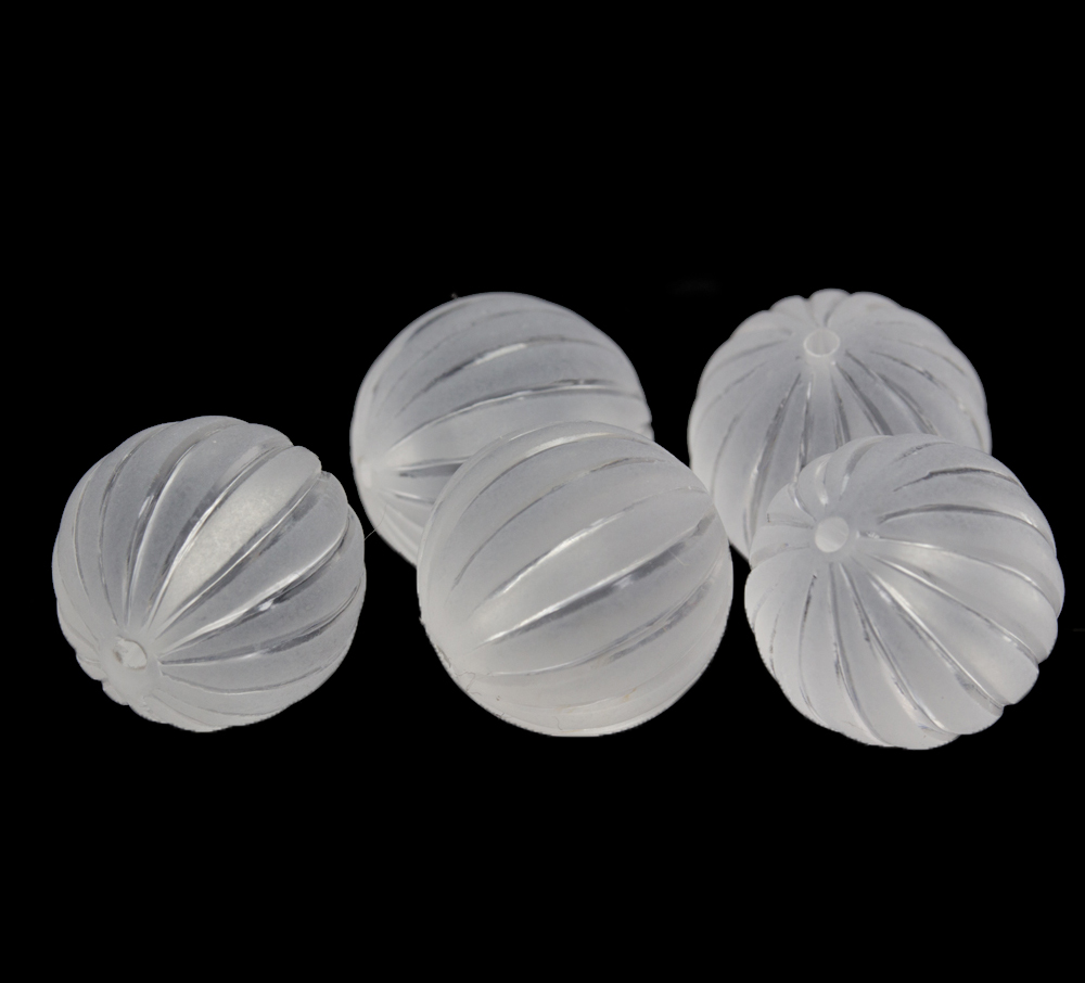 10mm gerillte Rund Perle in Kristall matt