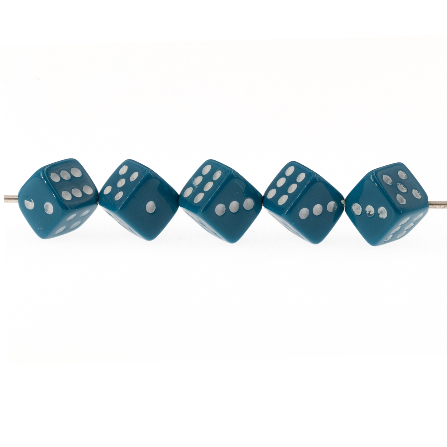 8mm Dice bead - in deep teal Opaque