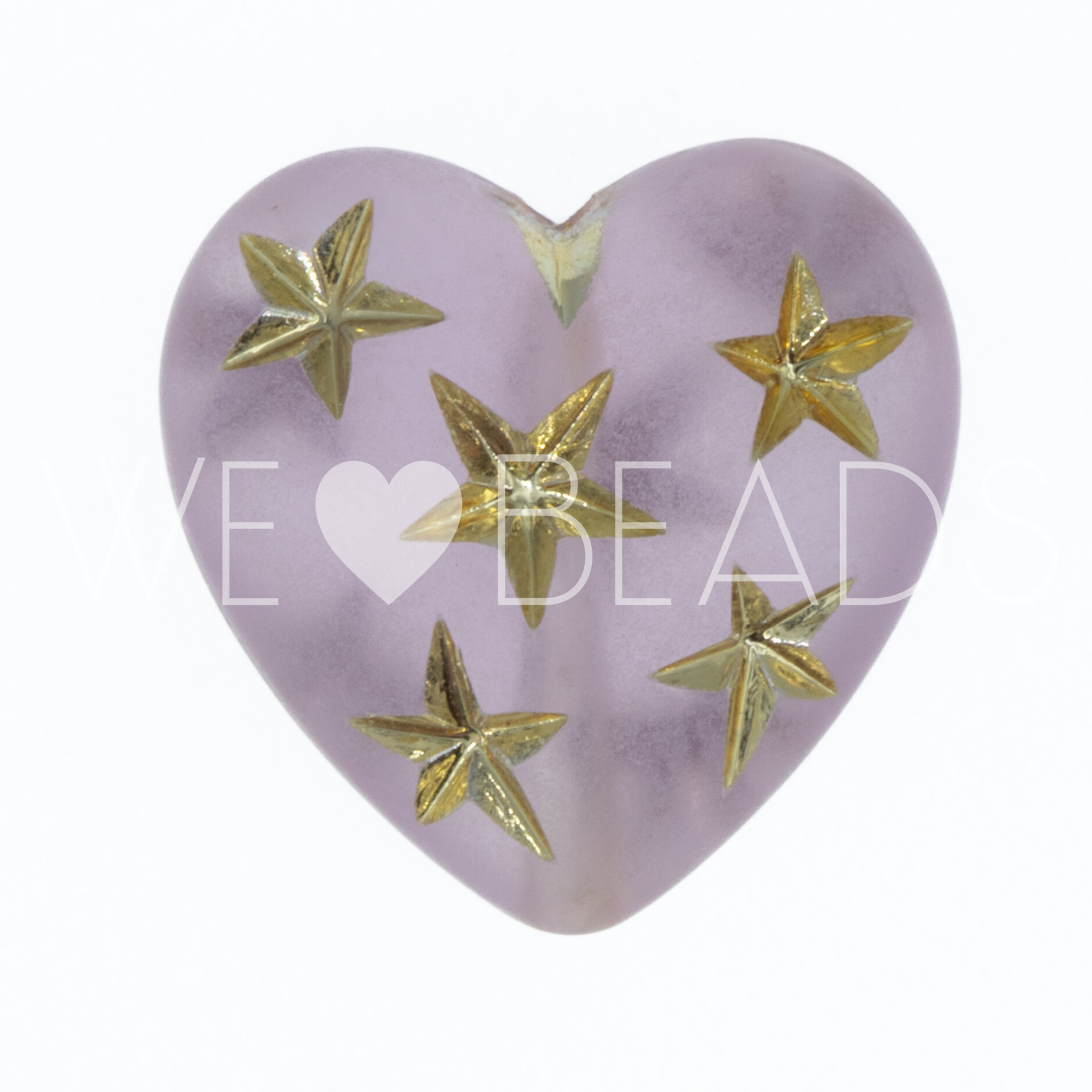 14mm Herz-Perle in Flieder  Transparent, Matt