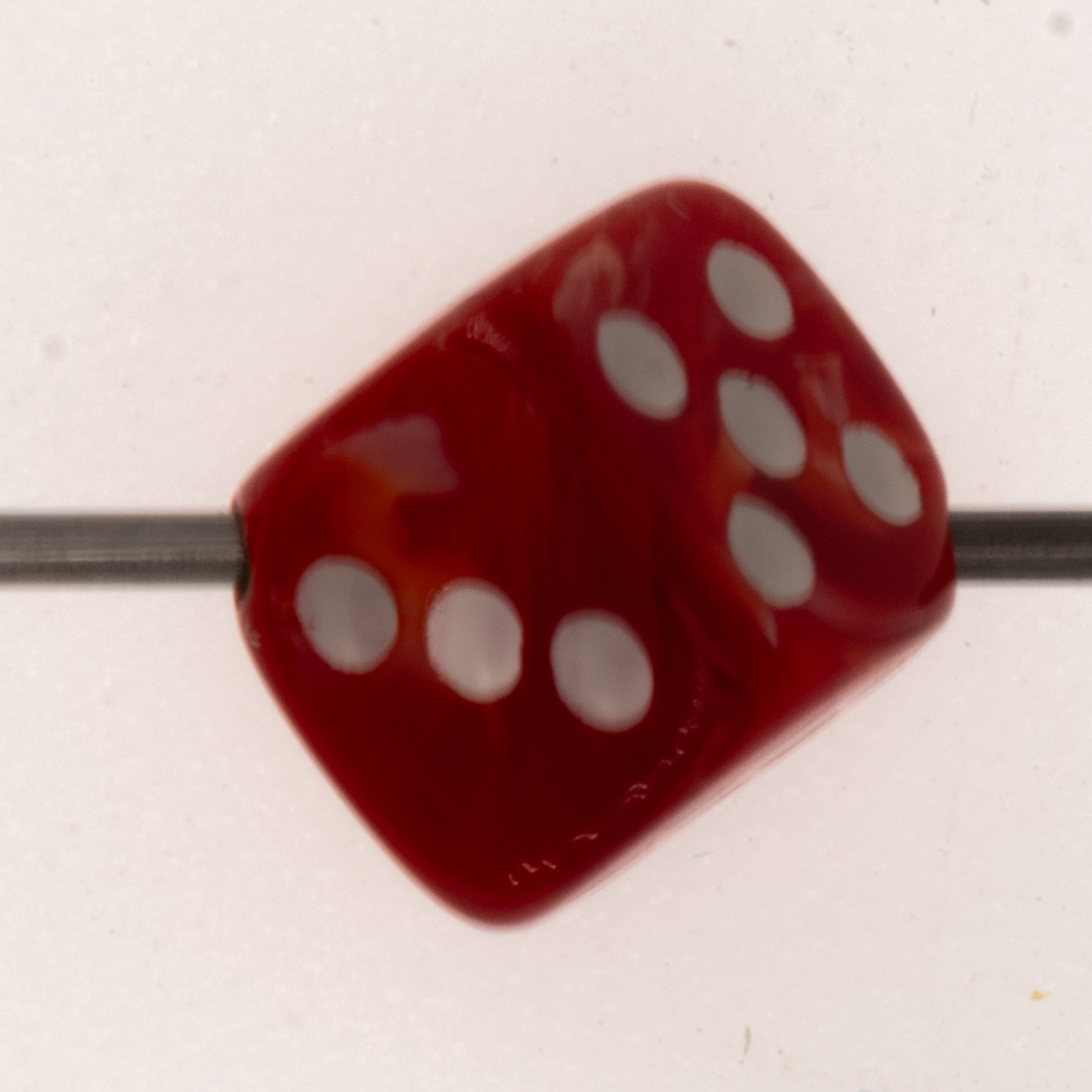 8mm Dice bead - mars red / white Marbled, in