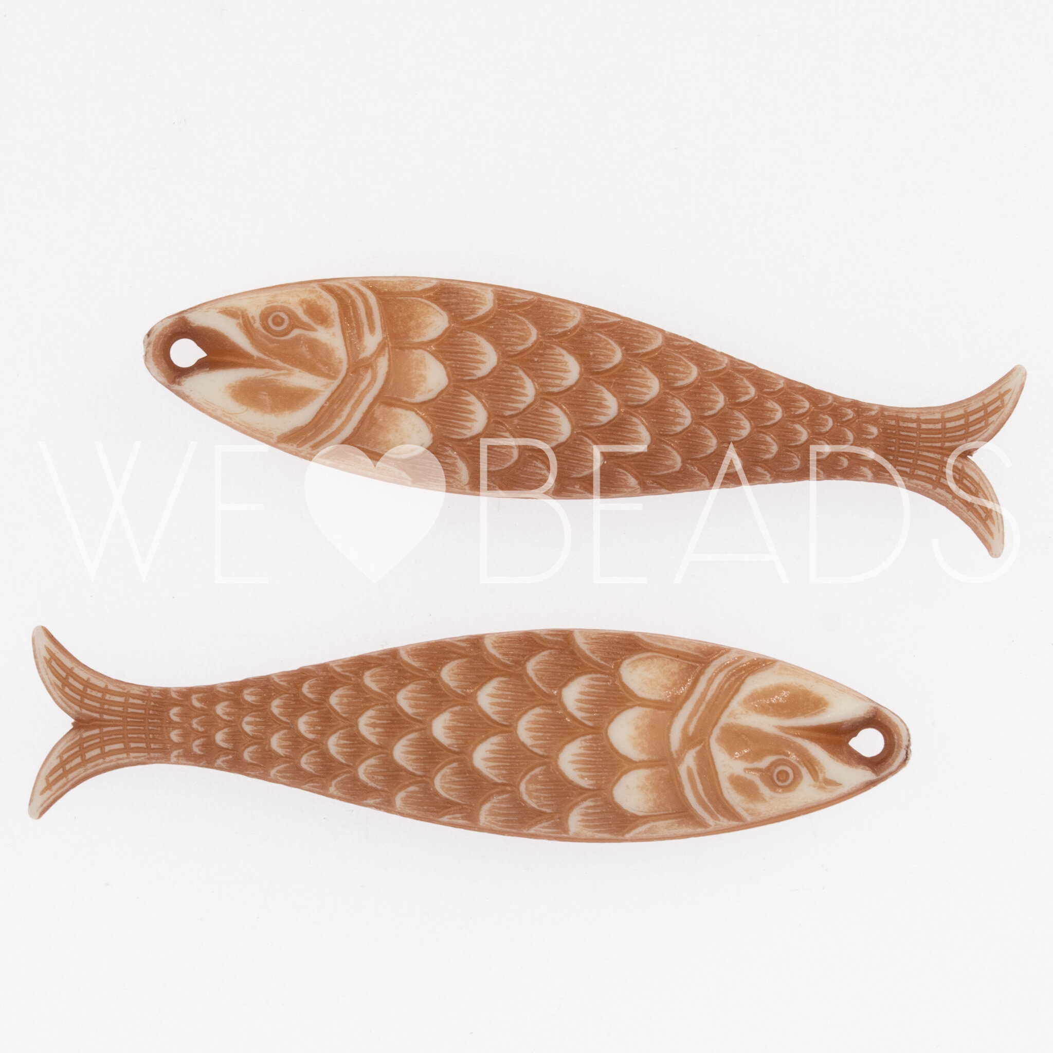 48x11 Fisch Anhänger in elfenbein-braun Satt
