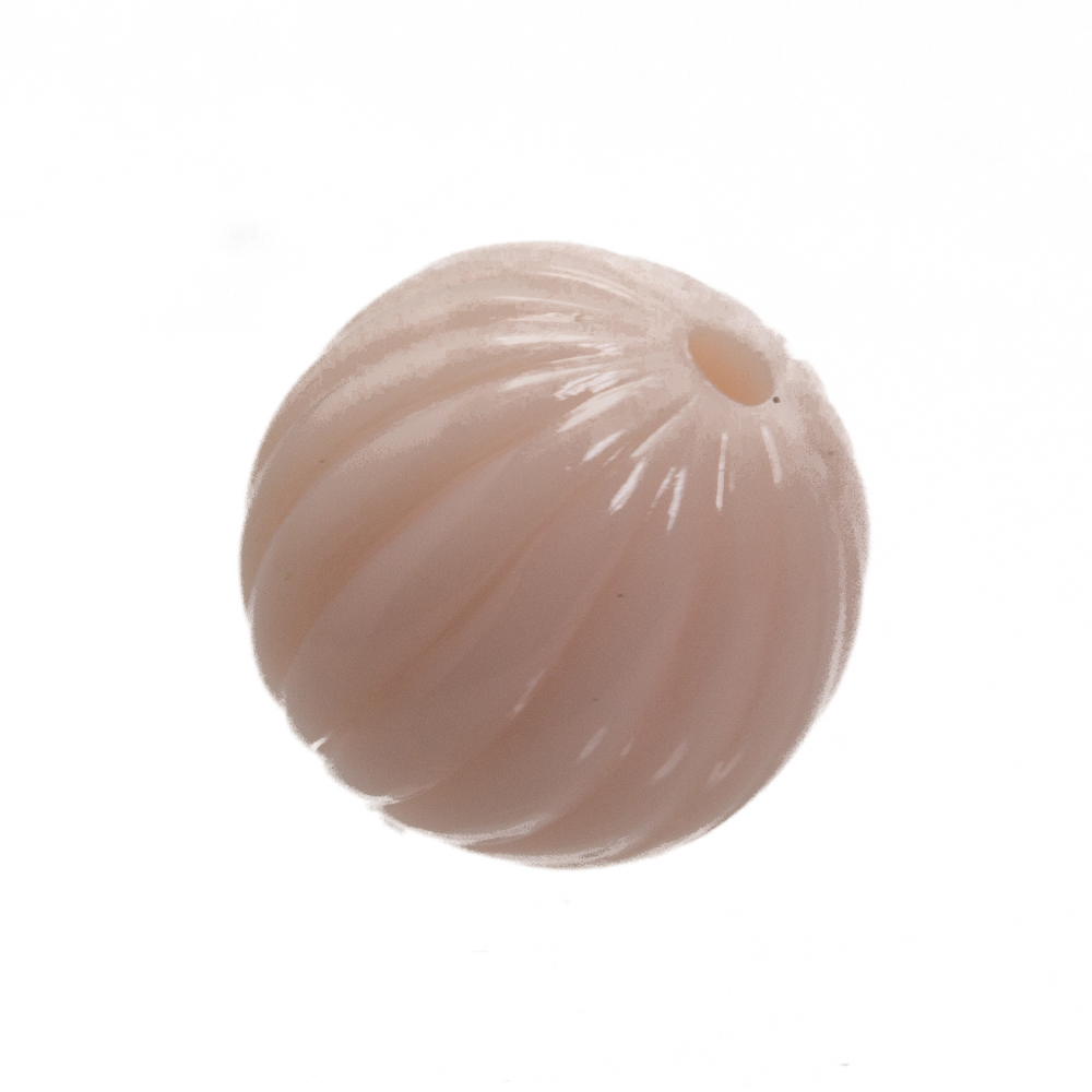 8mm gerillte Rund Perle in muschelrosa