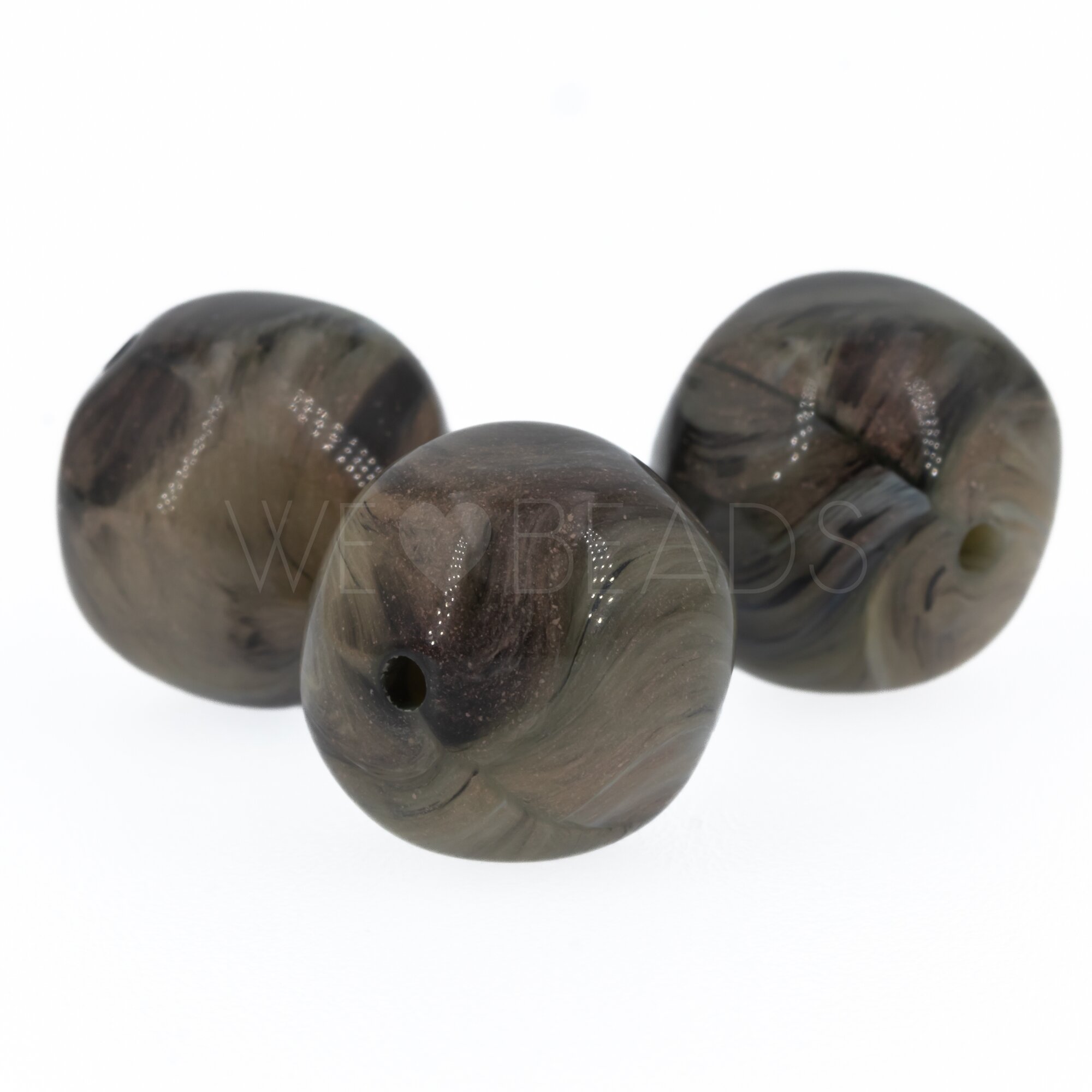 15mm baroque Beads- khaki olive Marbled