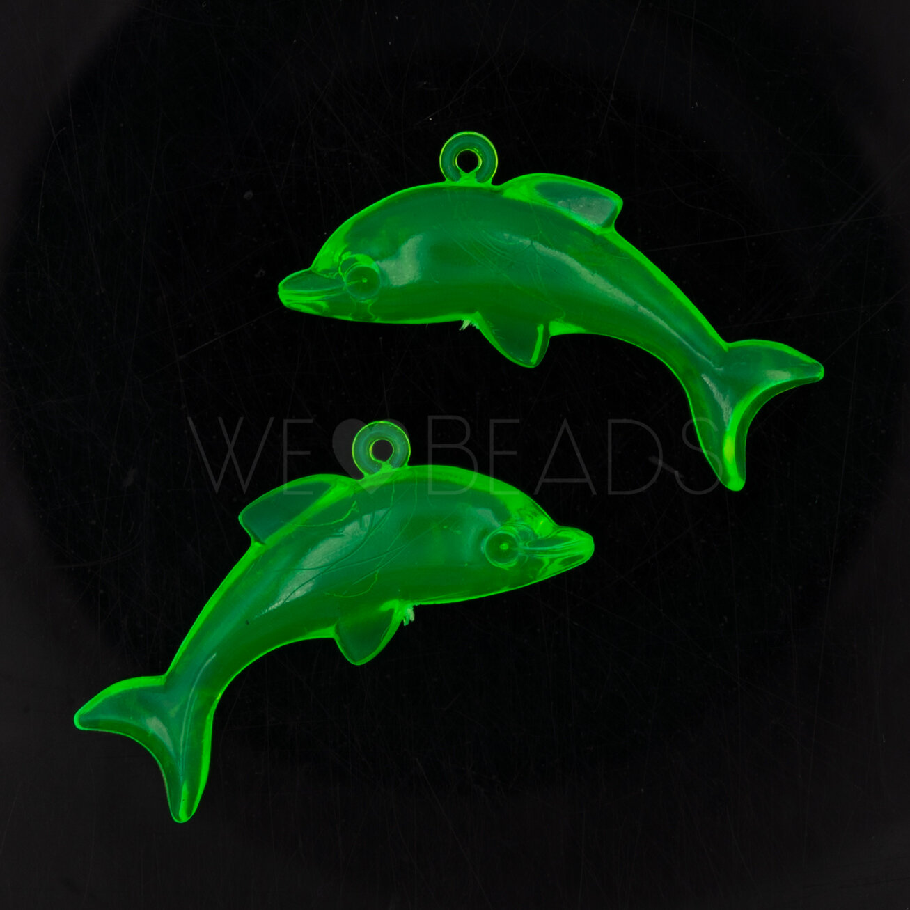 Transparent 36x15 delfin Anhänger in neon grün