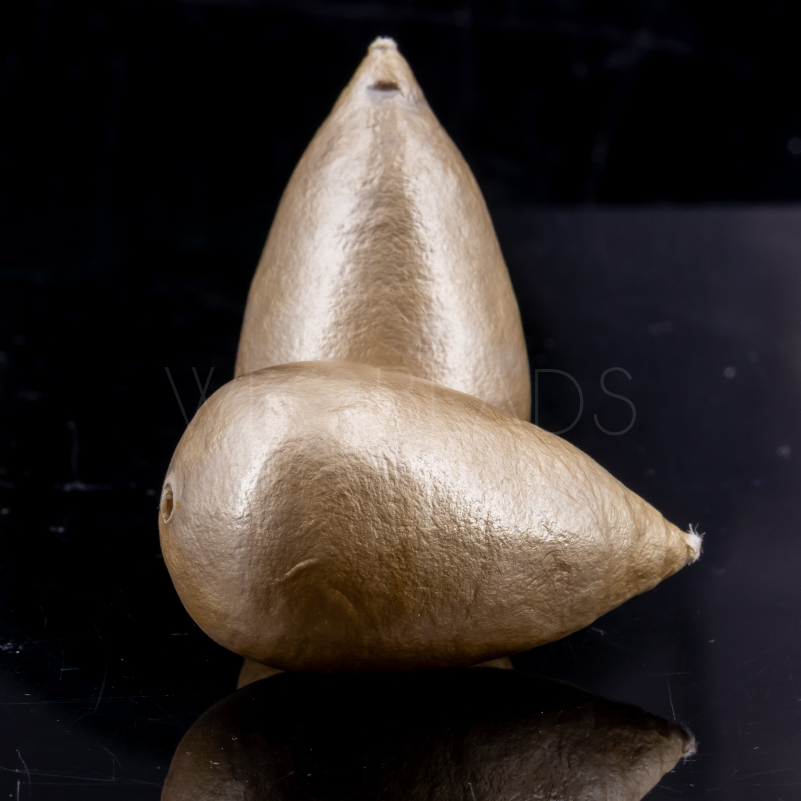40x23 Paper-Mache Bead Tropfen in beige