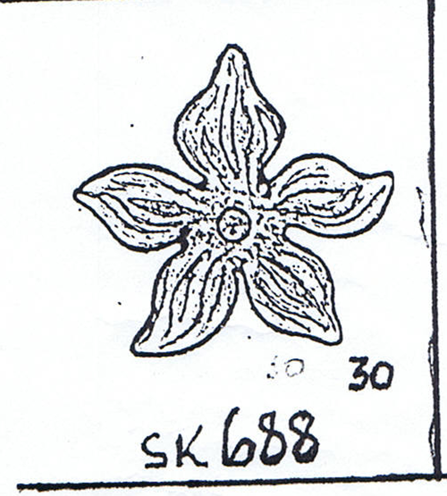 30mm Blume Perle in schwarz Satt, Matt