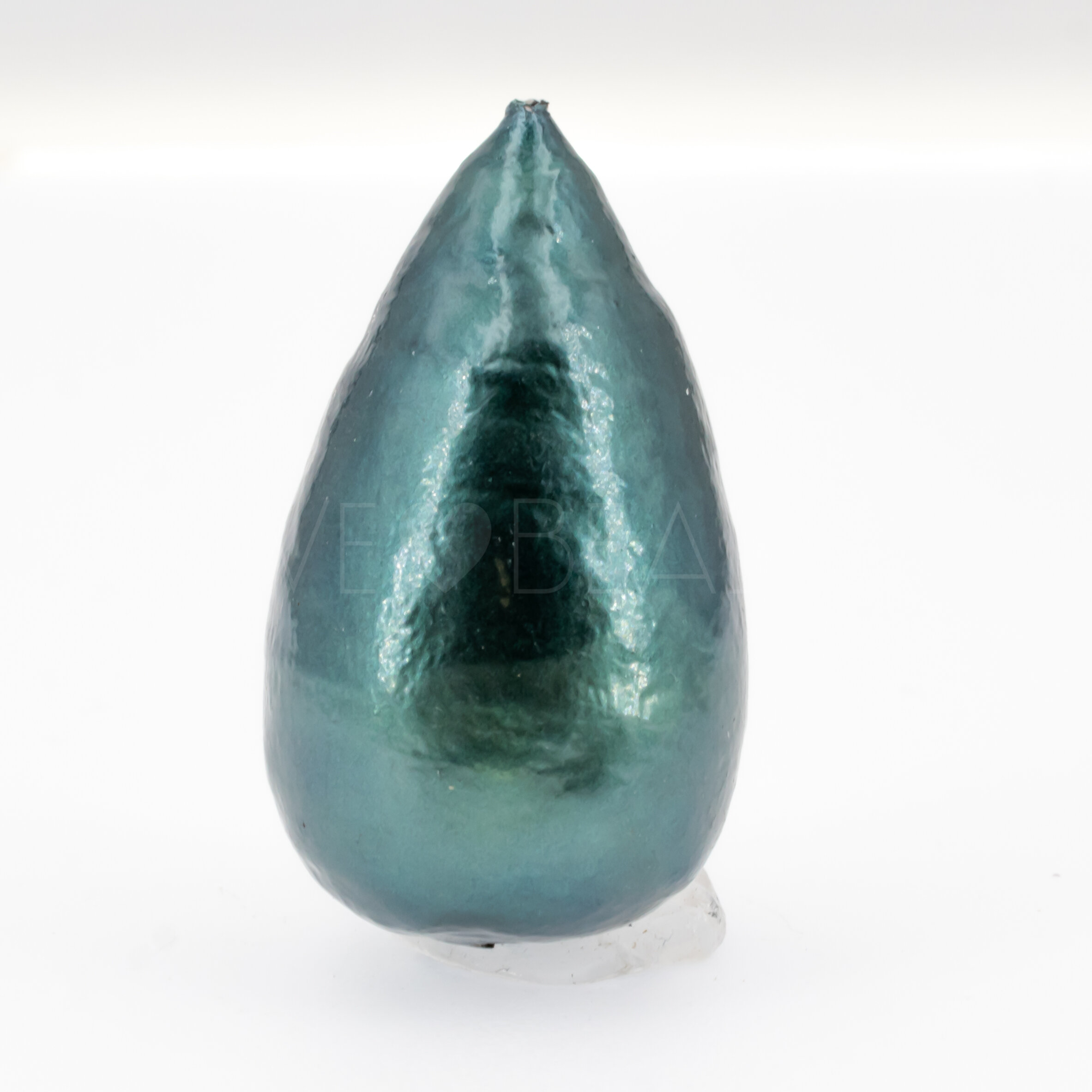 40x23 Paper-Mache Bead Tropfen in radiant käfergrün