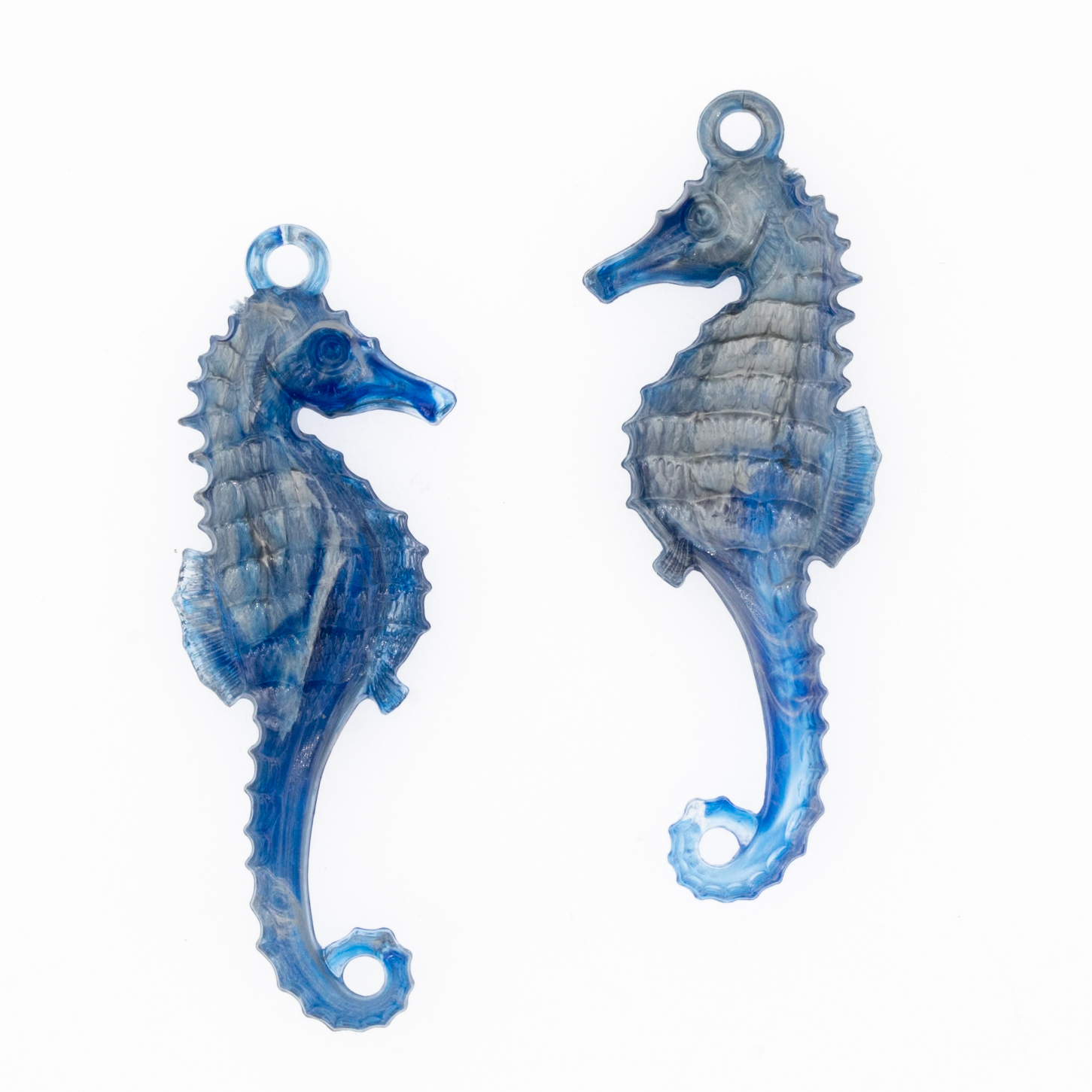 50mm seahorse Charm in royal blue with silver