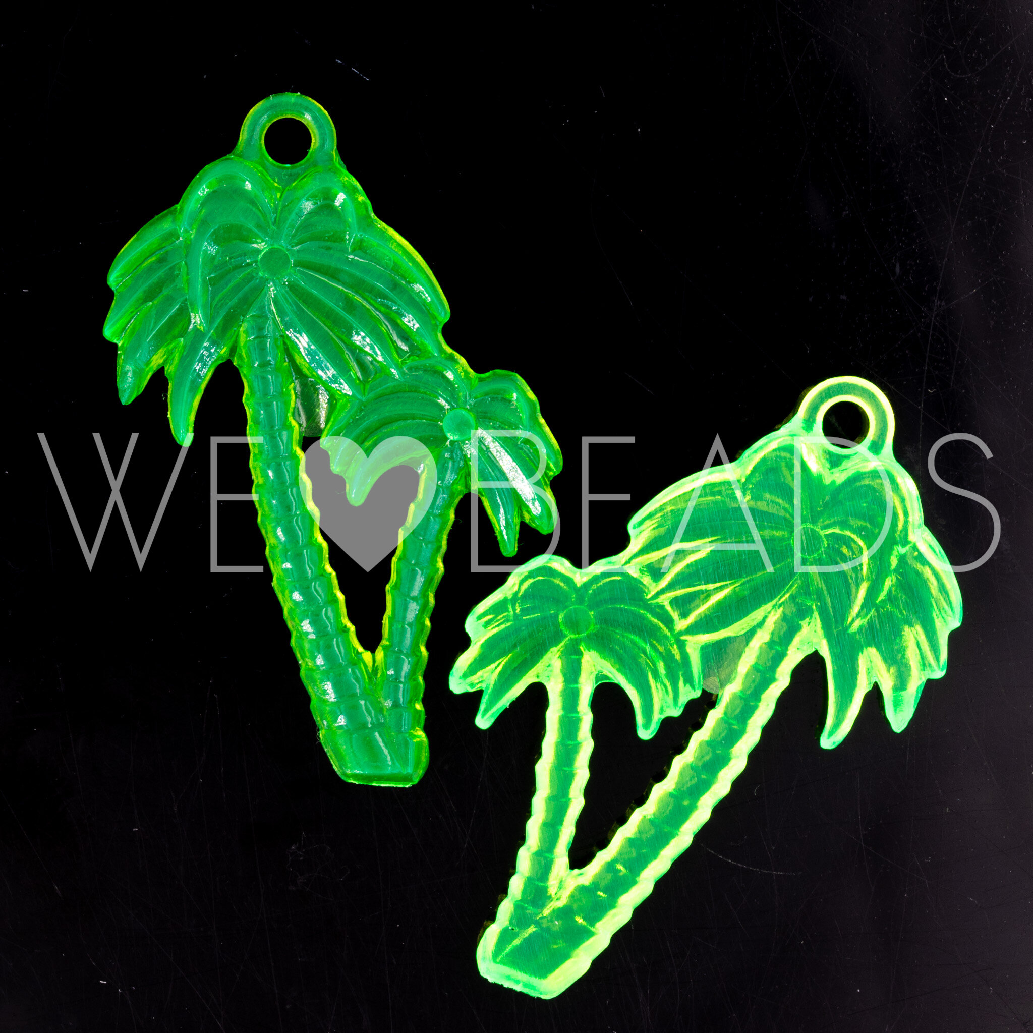 42x28 Palme Anhänger in neon grün Transparent