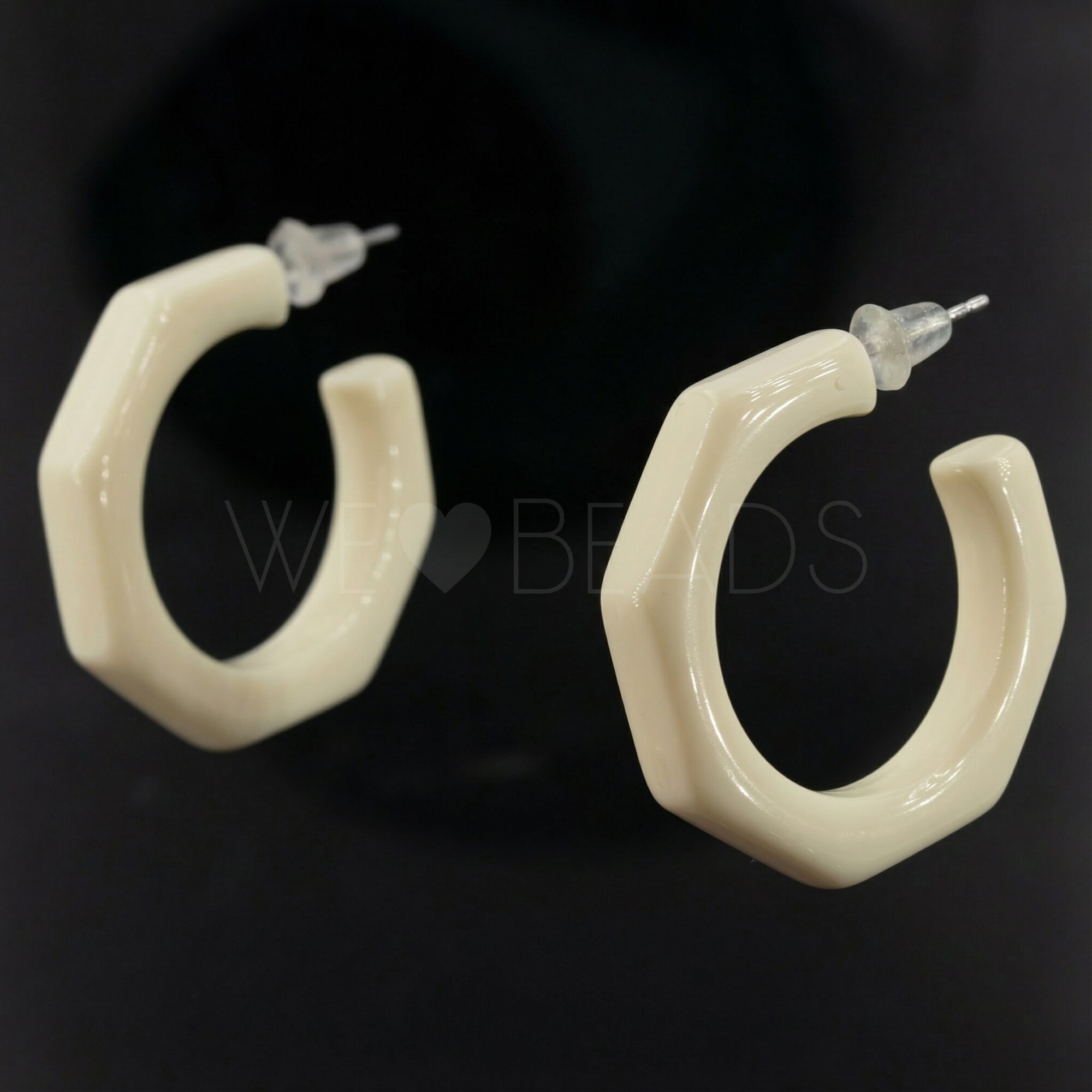 32mm Hexagon Hoop in ivory