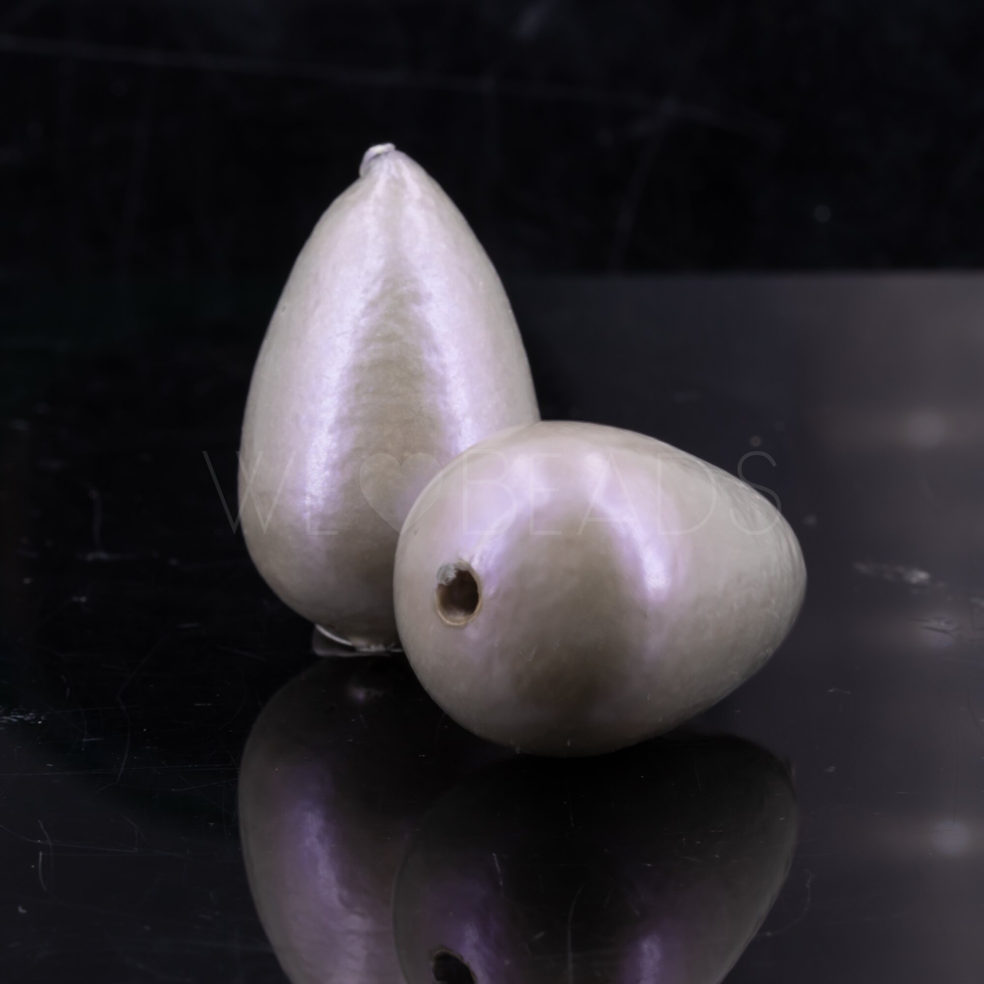 40x23 Paper-Mache Bead Tropfen in hell grau AB