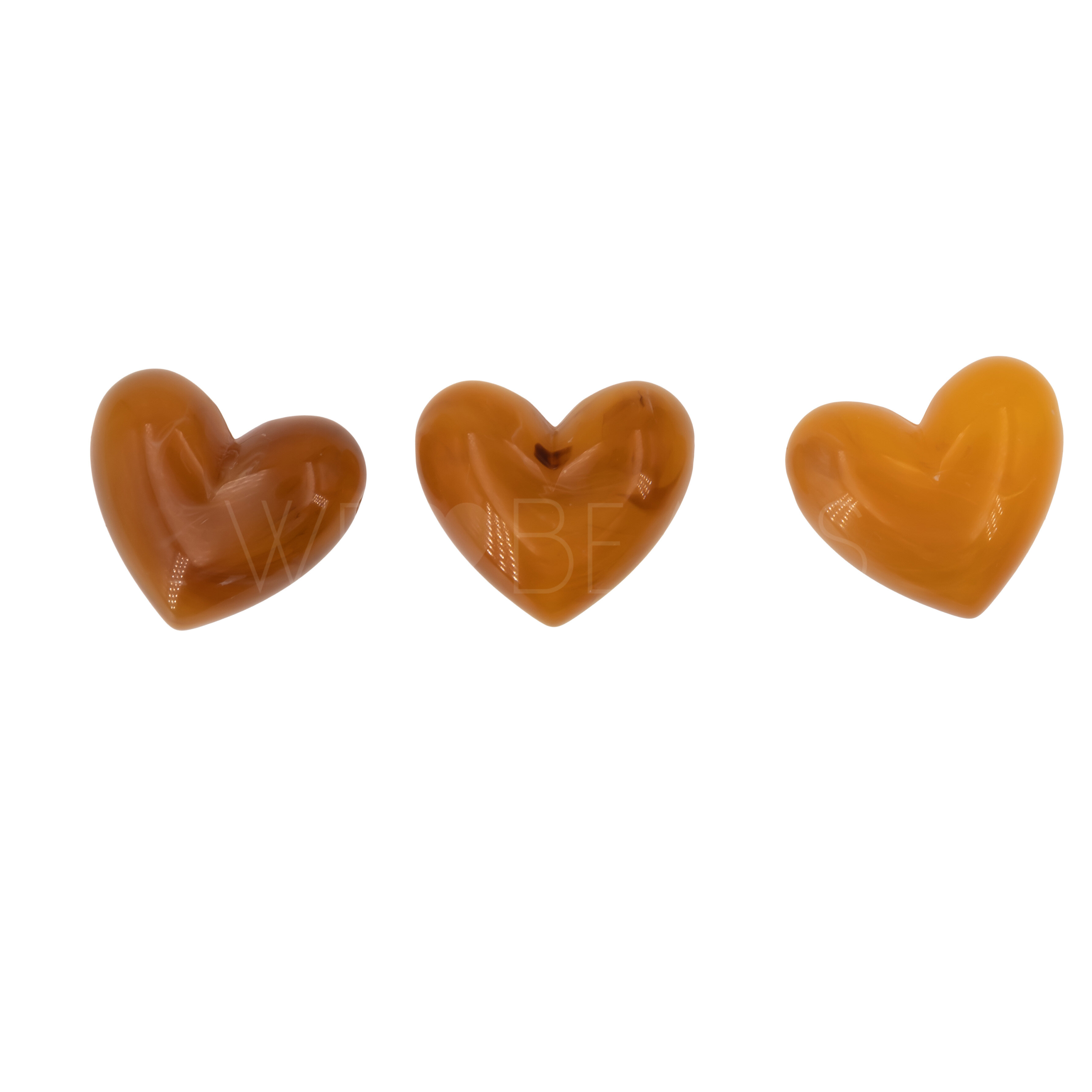 18mm Heart Beads in amber