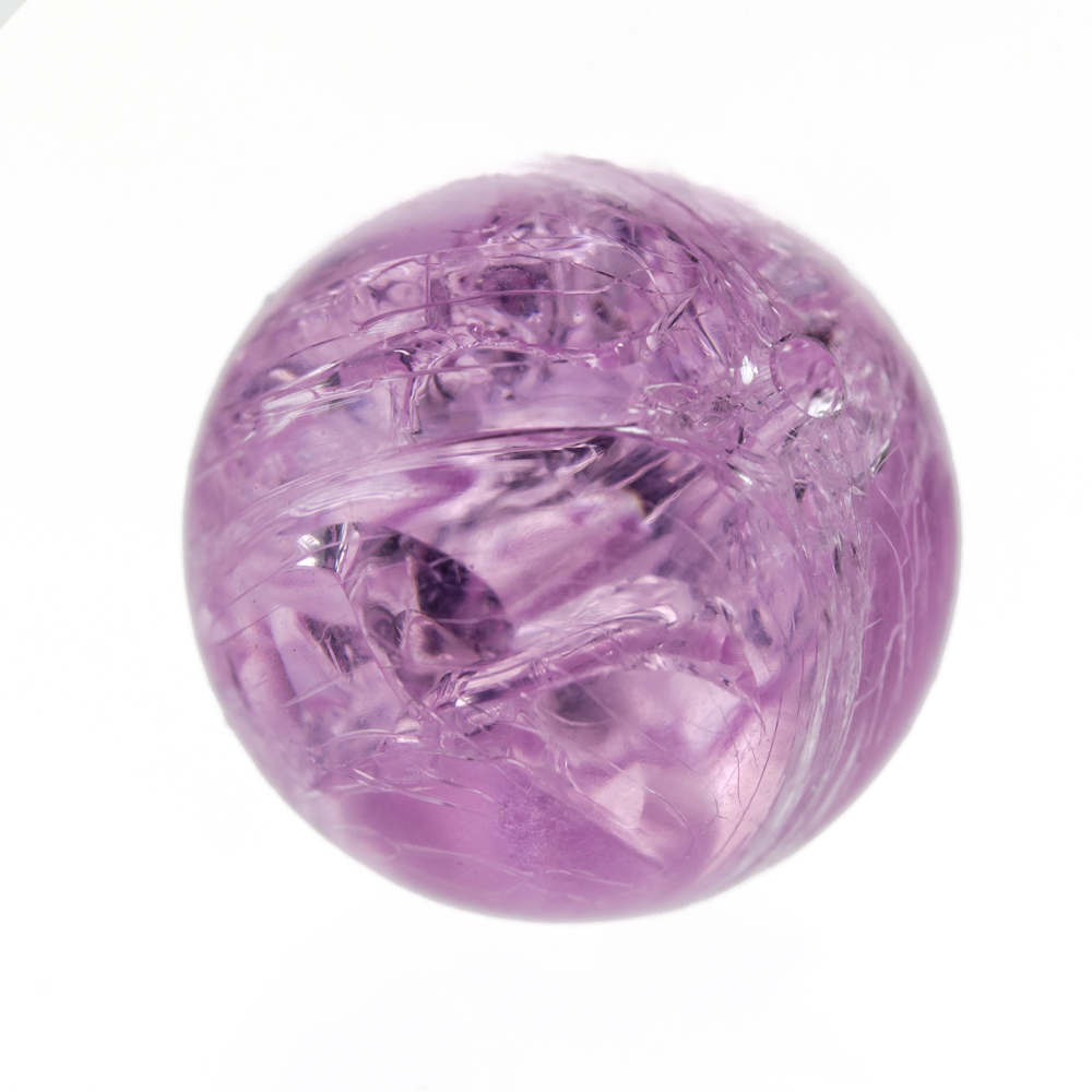 16mm Rundperle in  lavendel rosa  Transparent