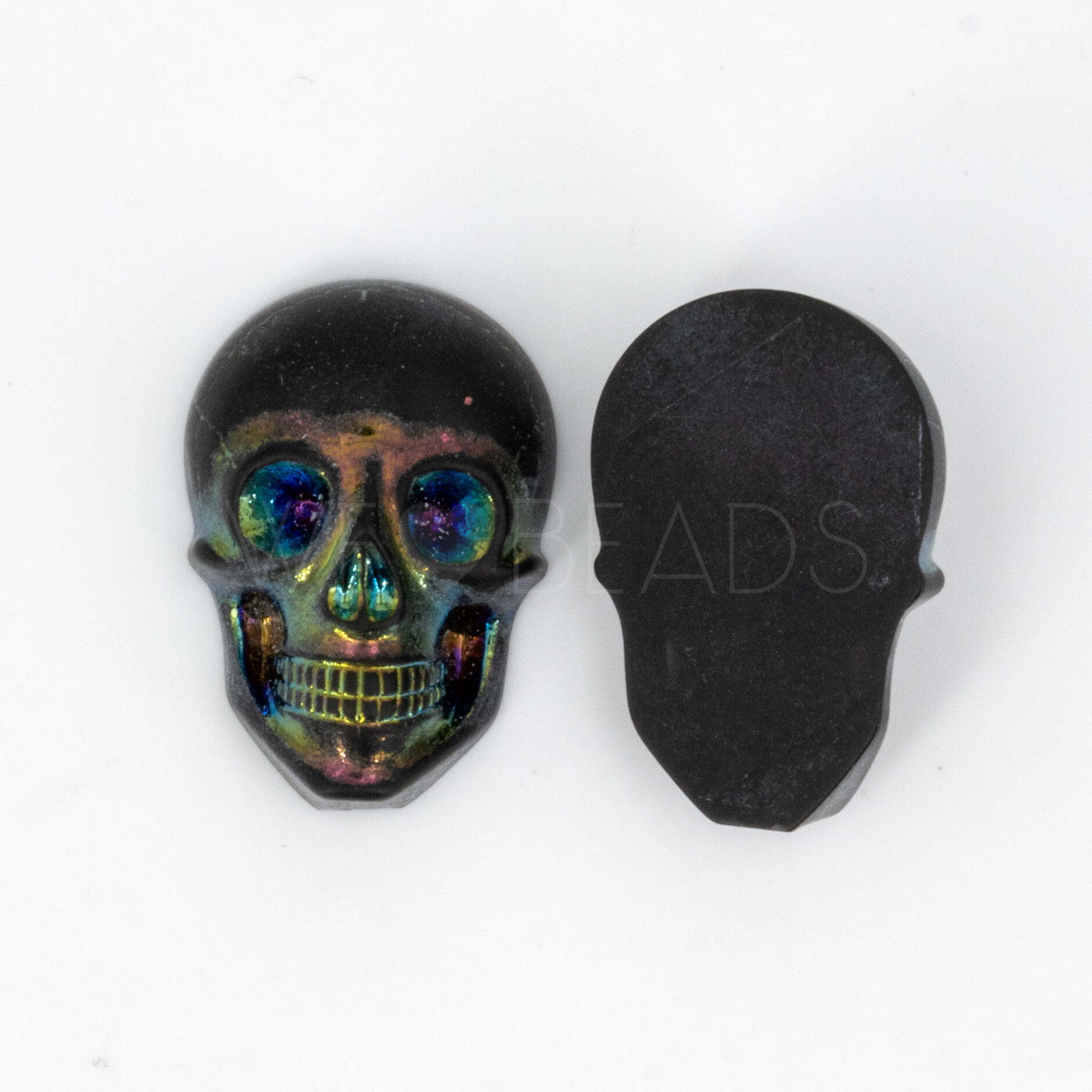 20x14 Cabochon Totenkopf in Schwarz matt AB