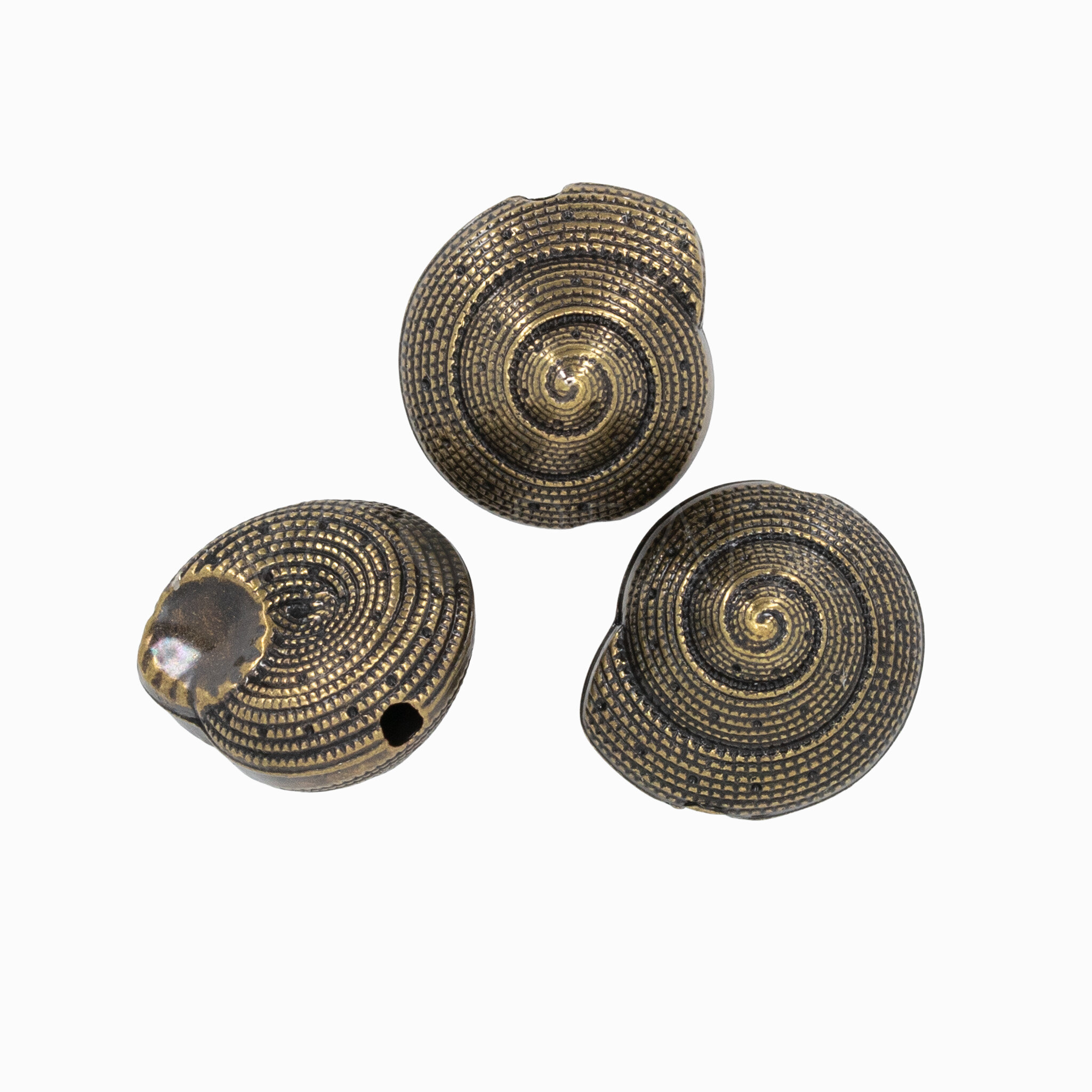 17mm Muschel Perle in Altgold