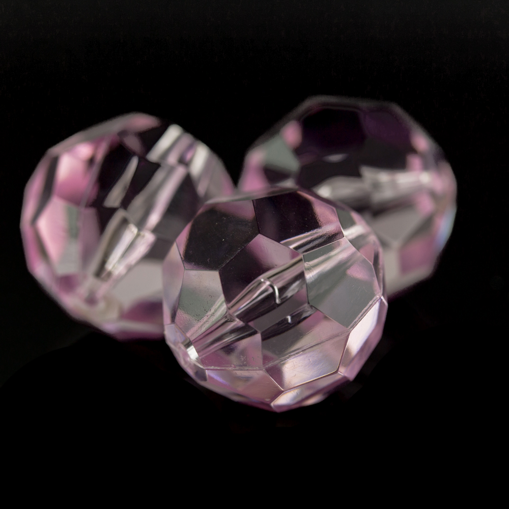14mm facetted round Bead- almond blossom Translucent