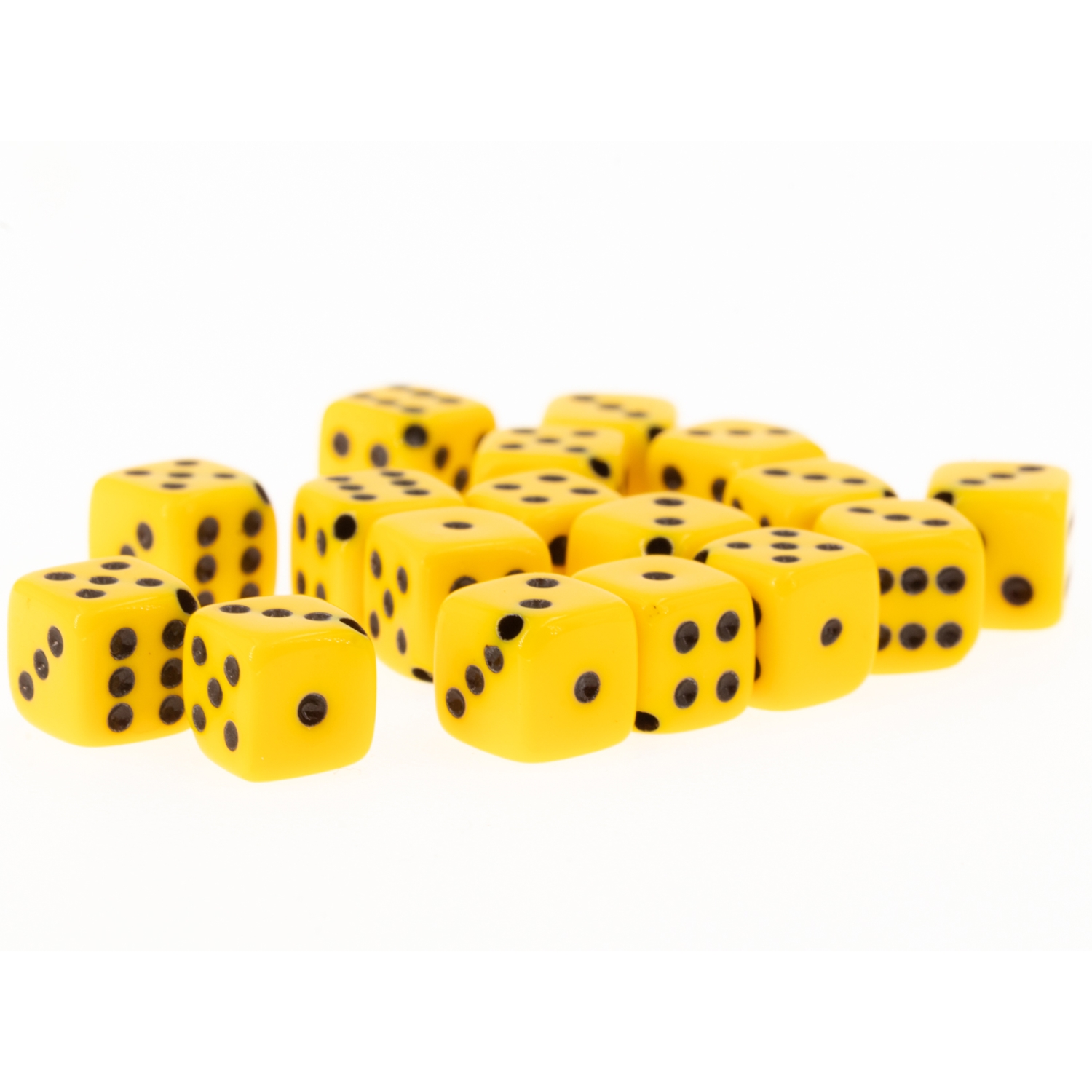 5mm Dice bead - yellow / black Opaque, in