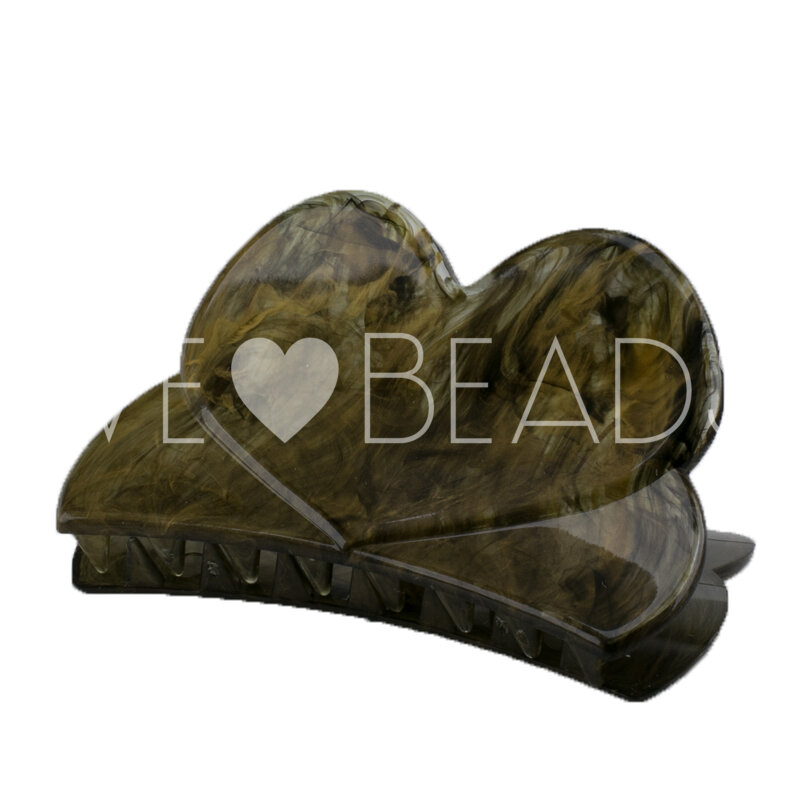 Herz Haarspange in kakaobraun gold Large