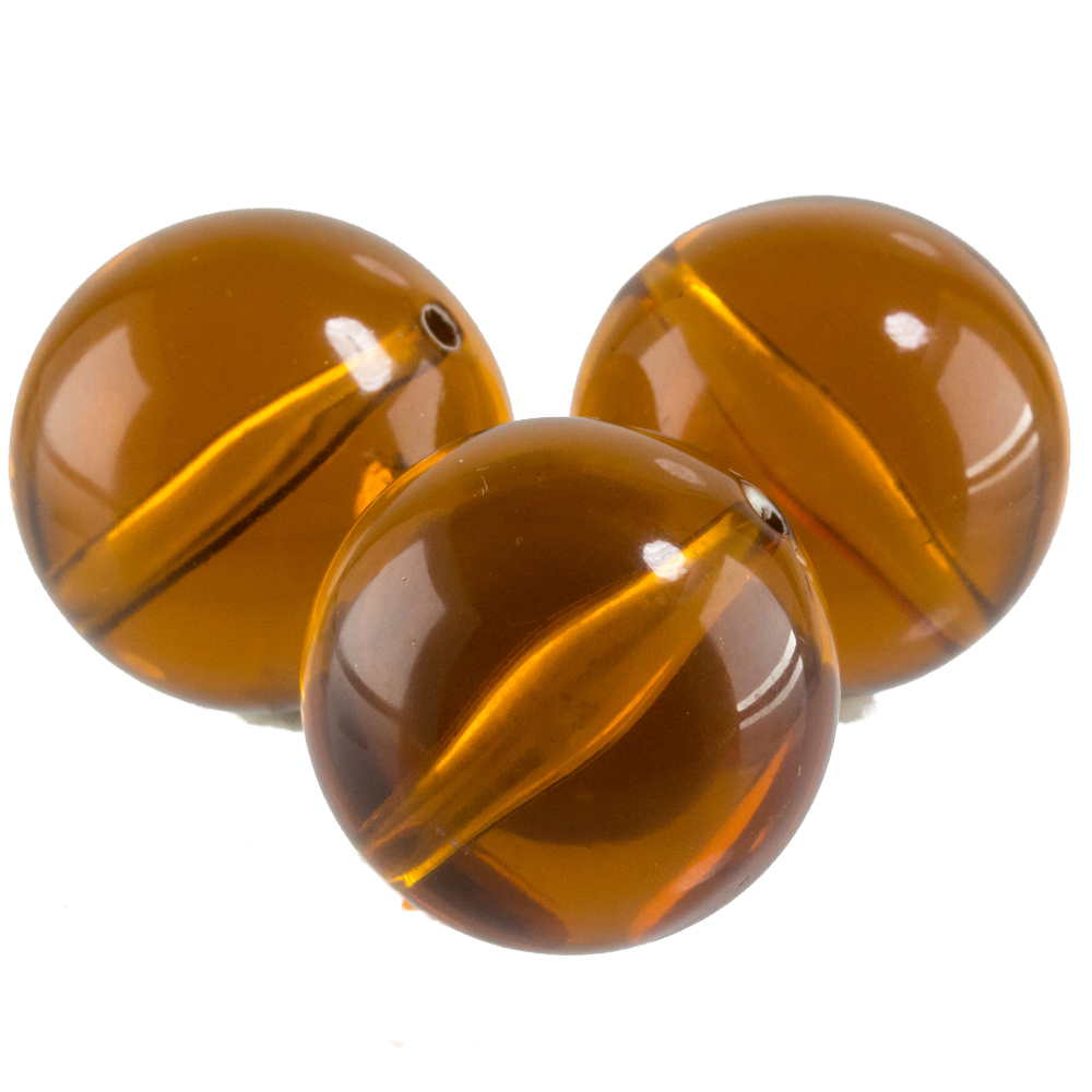 20mm Rundperle in  kupferbraun Transparent