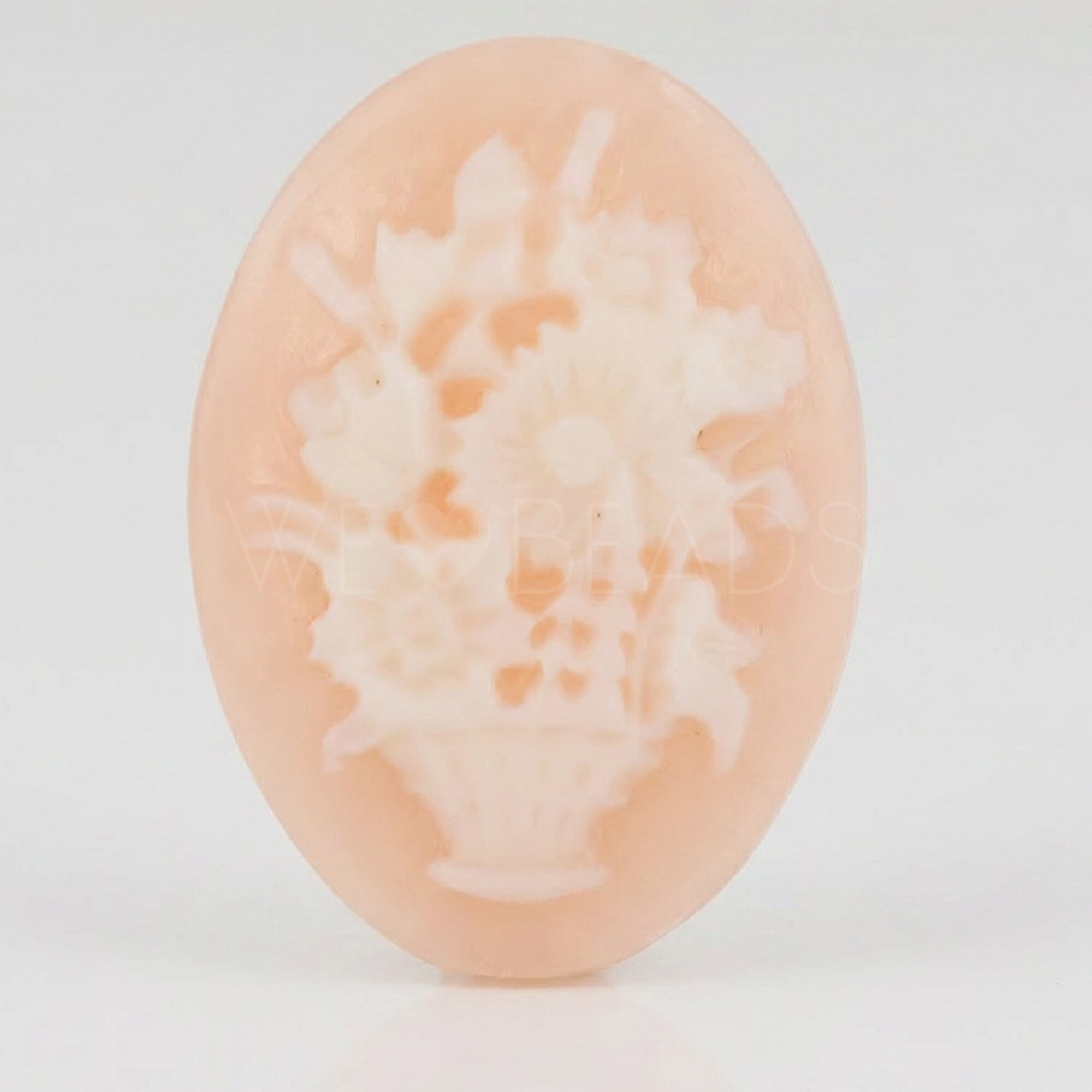 18x13 Kamee "Blumenkorb" oval in Rosa / elfenbein