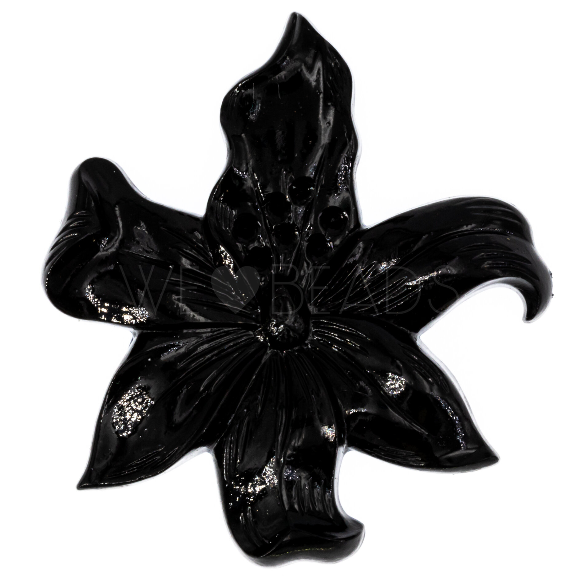 49mm Flower Cabochon in black