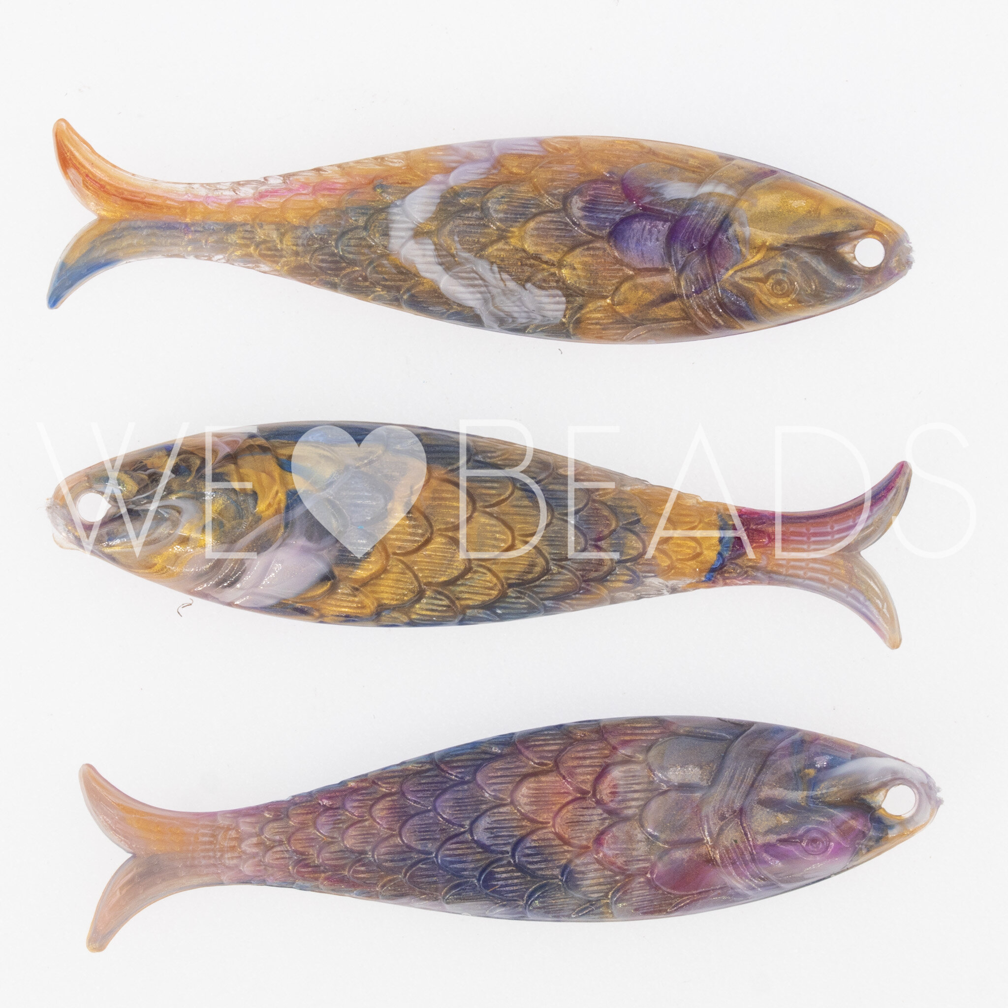 48x11 Fisch Anhänger in lila jade  Marmor