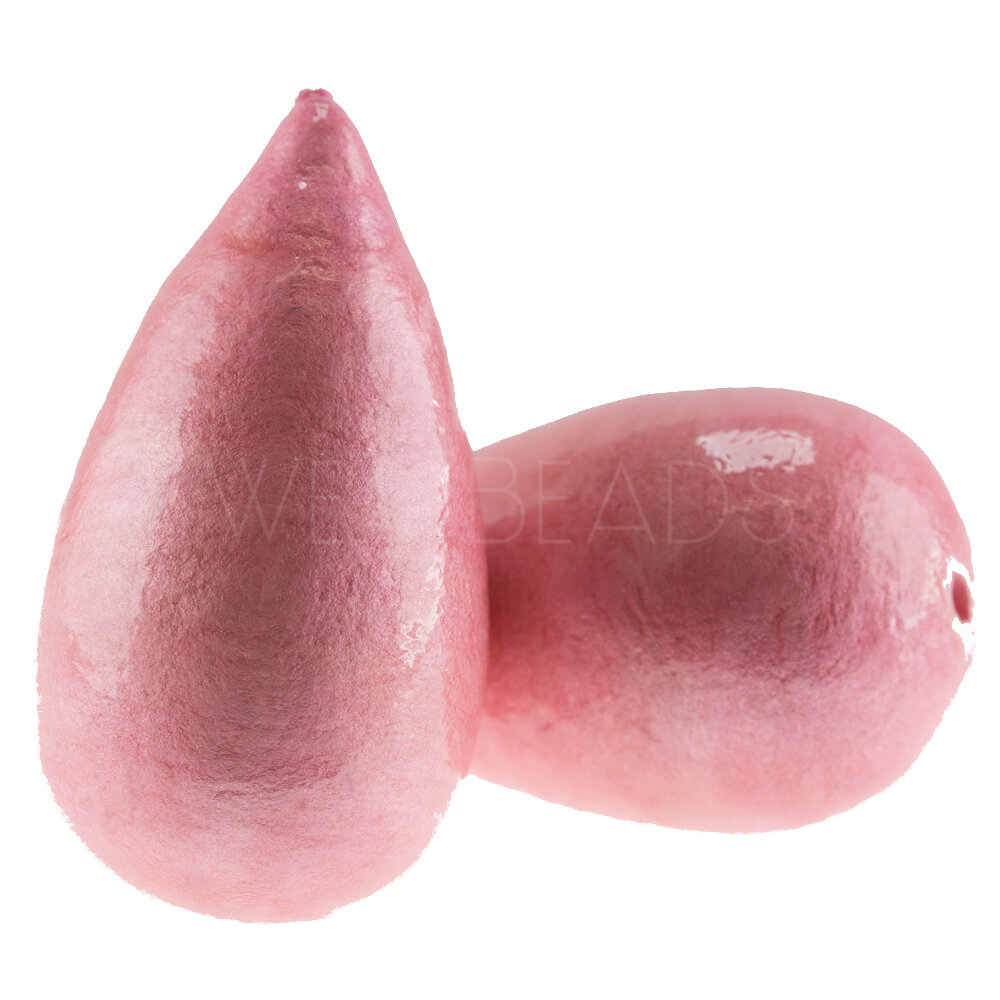 40x23 drop Paper-Mache Bead in conch shell rose