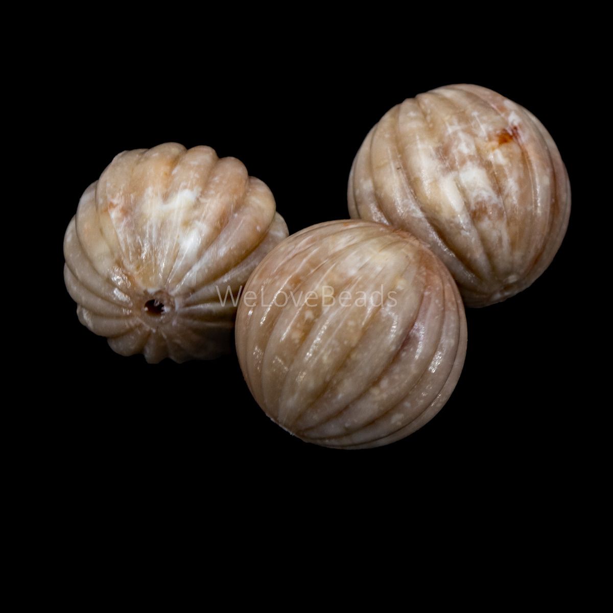 16mm grooved Round  Beads in sesame beige 