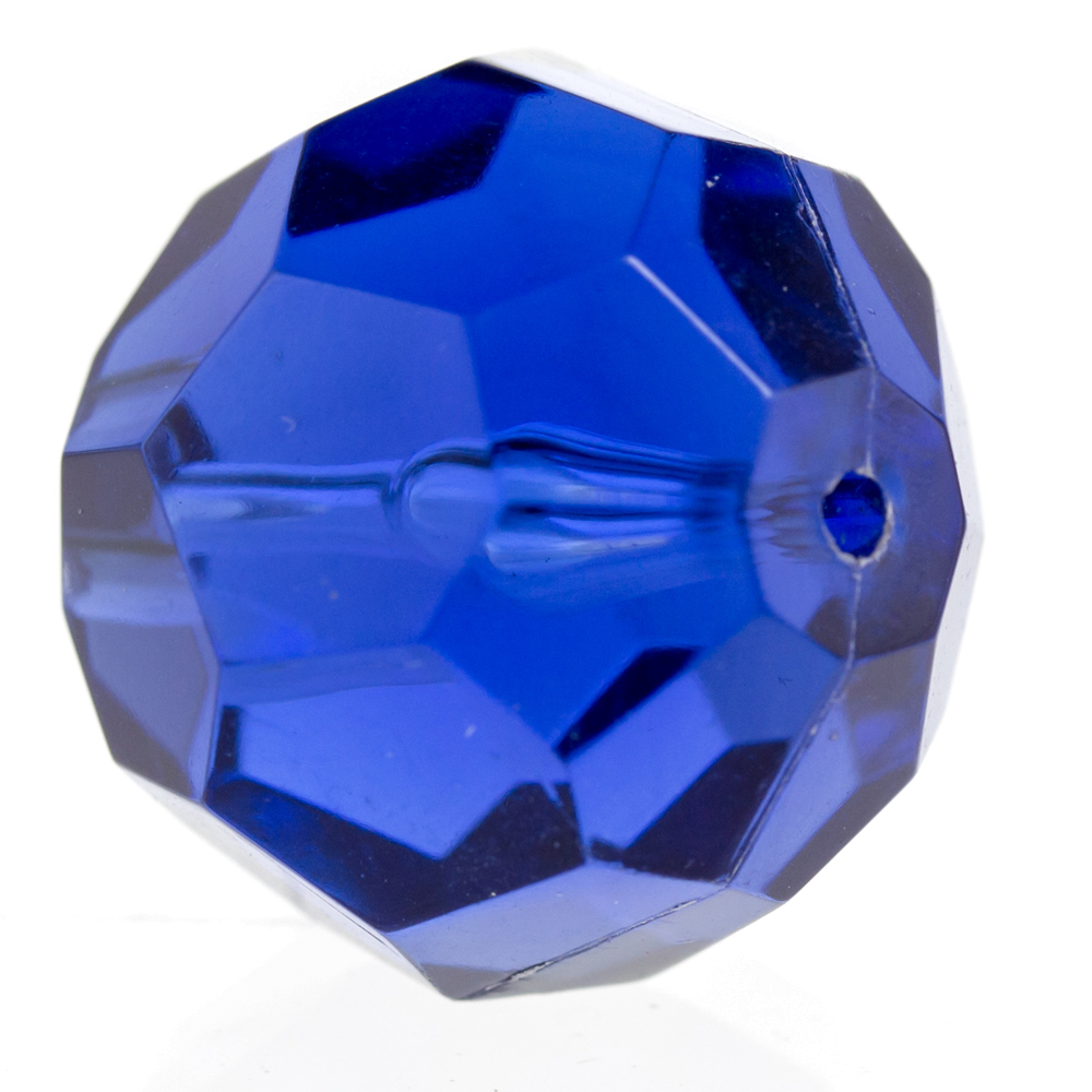 18mm  facettierte Rundperle in  enzianblau Transparent