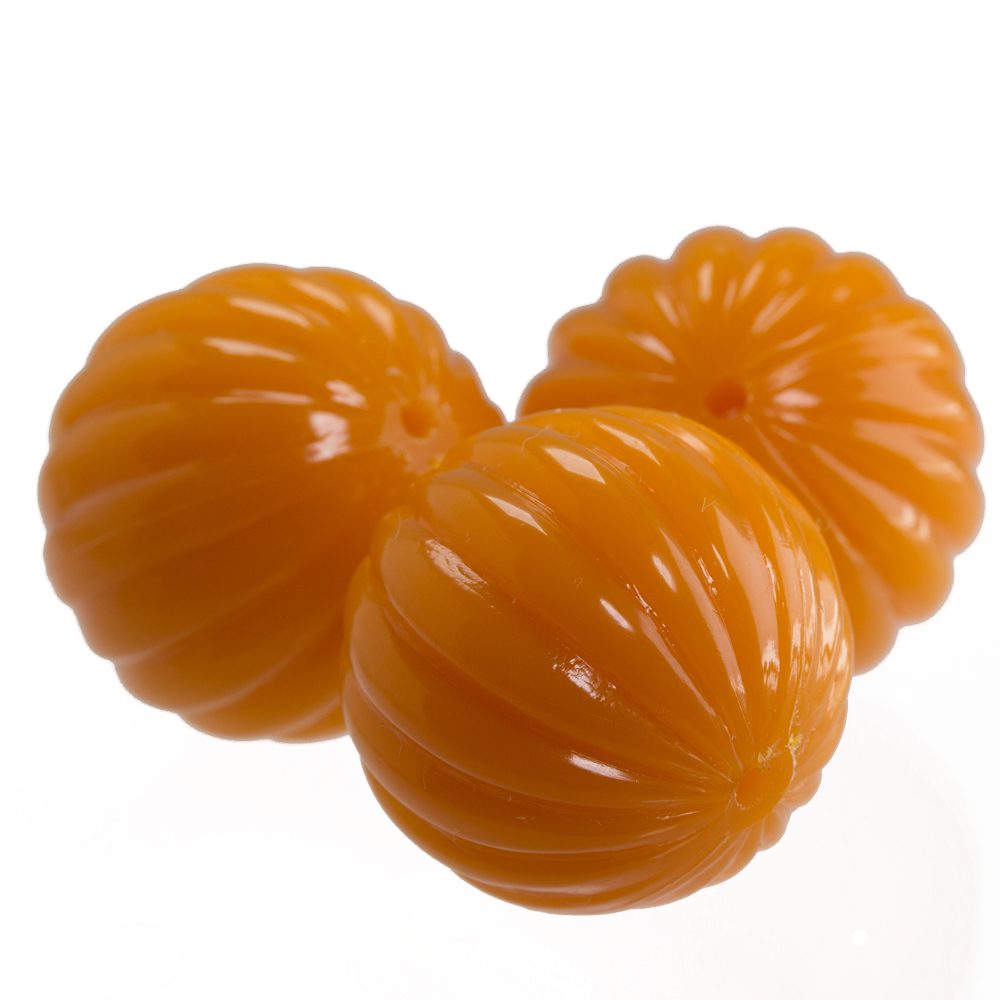22mm gerillte Rund Perle in aprikosen oarnge