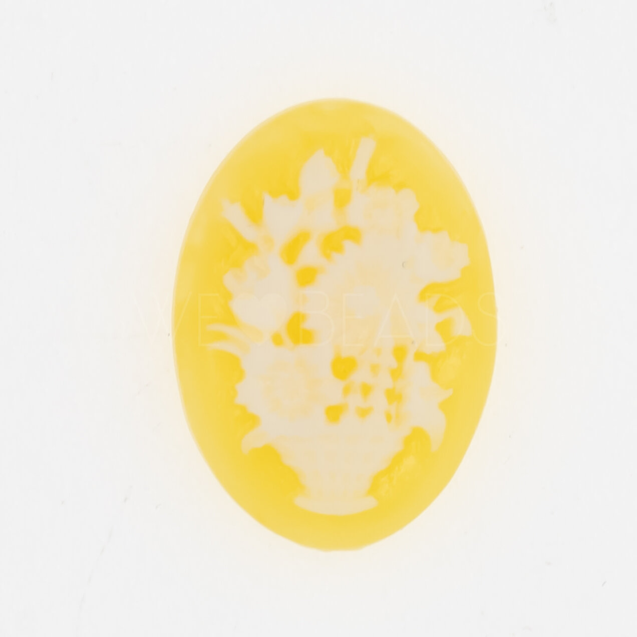 18x13 Kamee "Blumenkorb" oval in sonnengelb / elfenbein