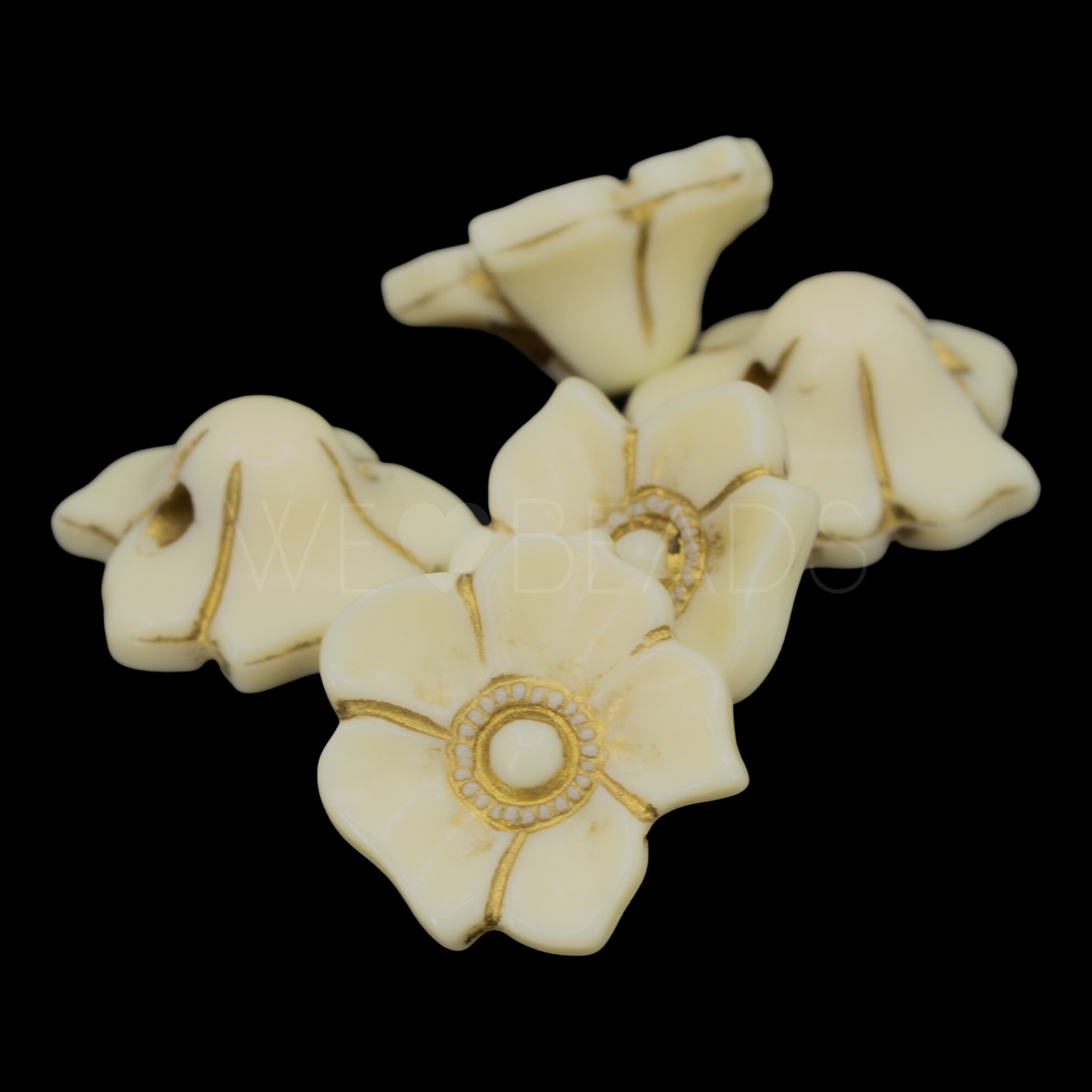 12mm Blume Knopf in elfenbein