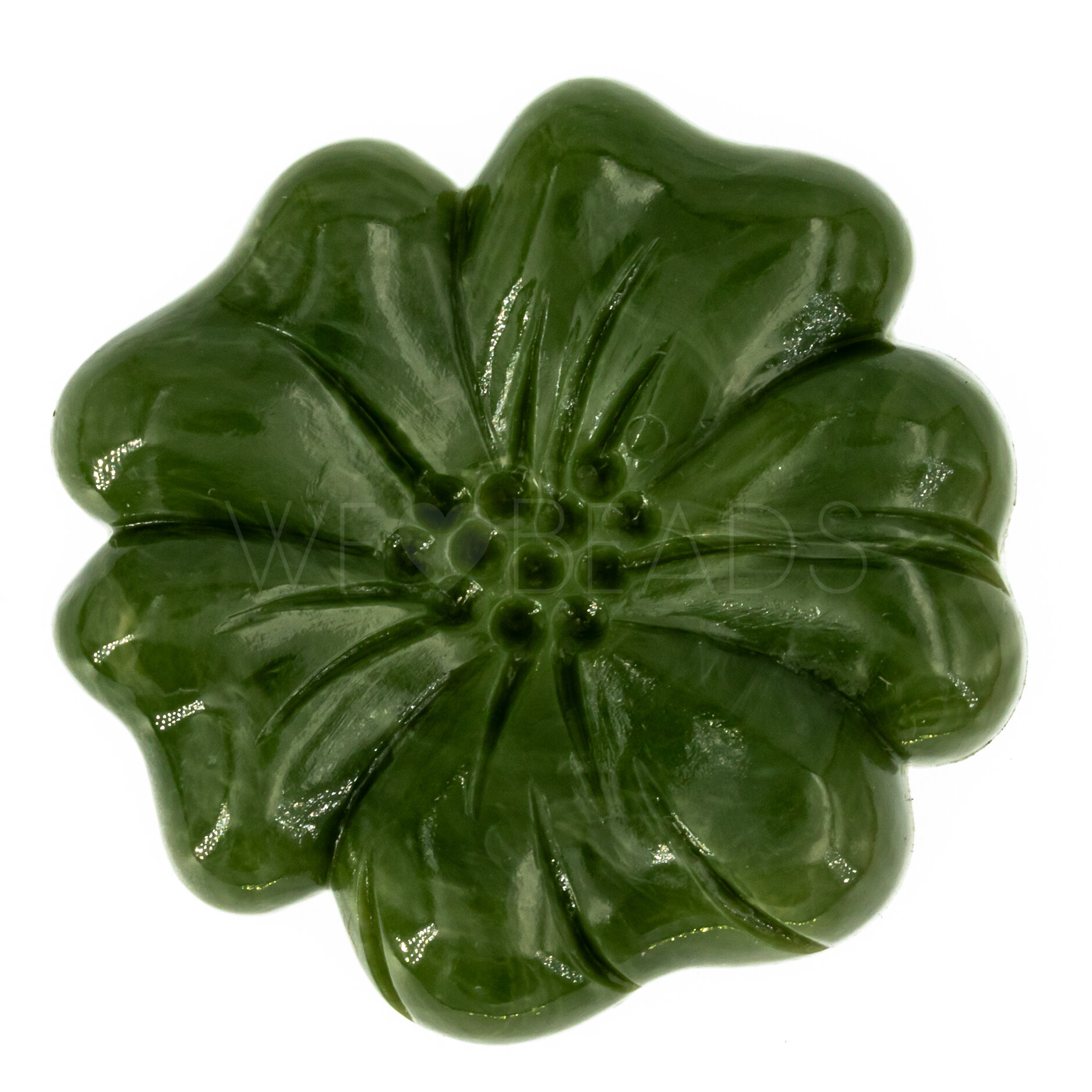 49mm Flower Cabochon in dark jade