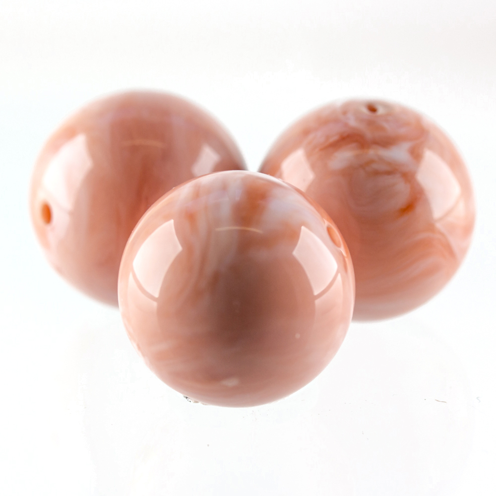 20mm Rundperle in  muschelrosa Weiß   Marmor