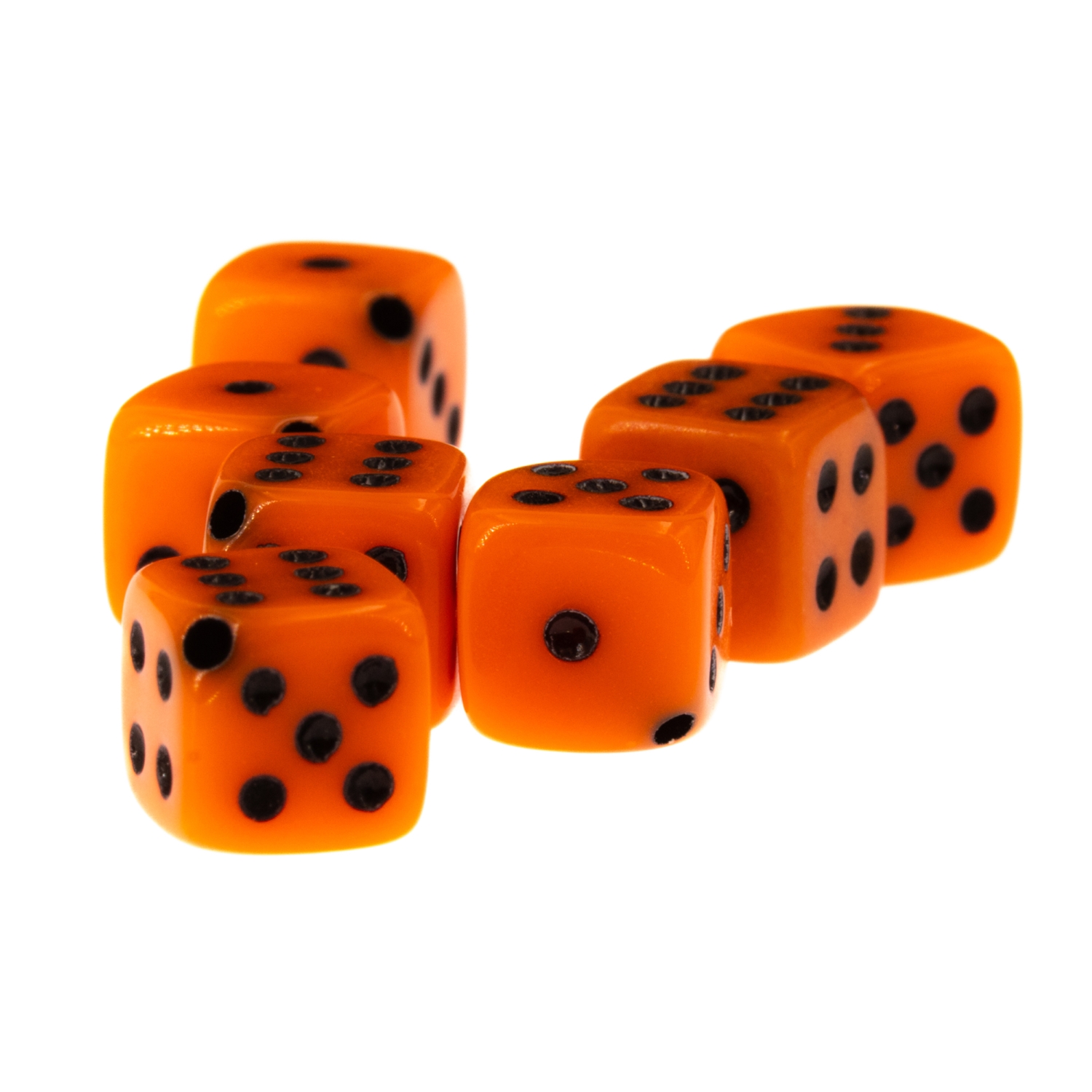  8mm Dice bead - orange / black Opaque, in