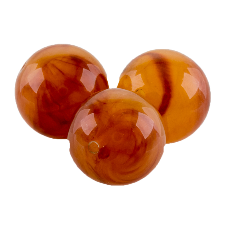 12mm Rundperle in  braun  Marmor