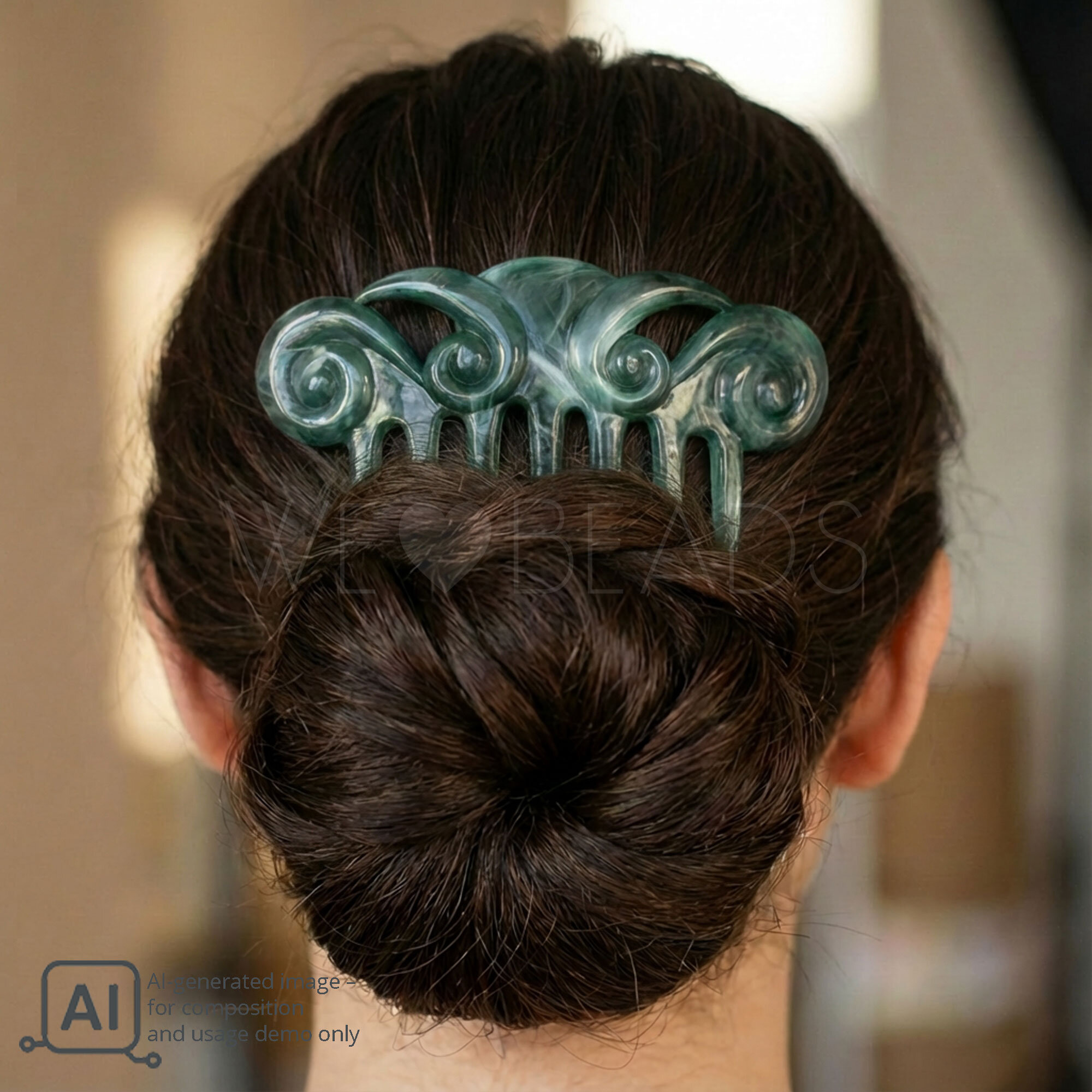 Hair Comb in fern green , Large