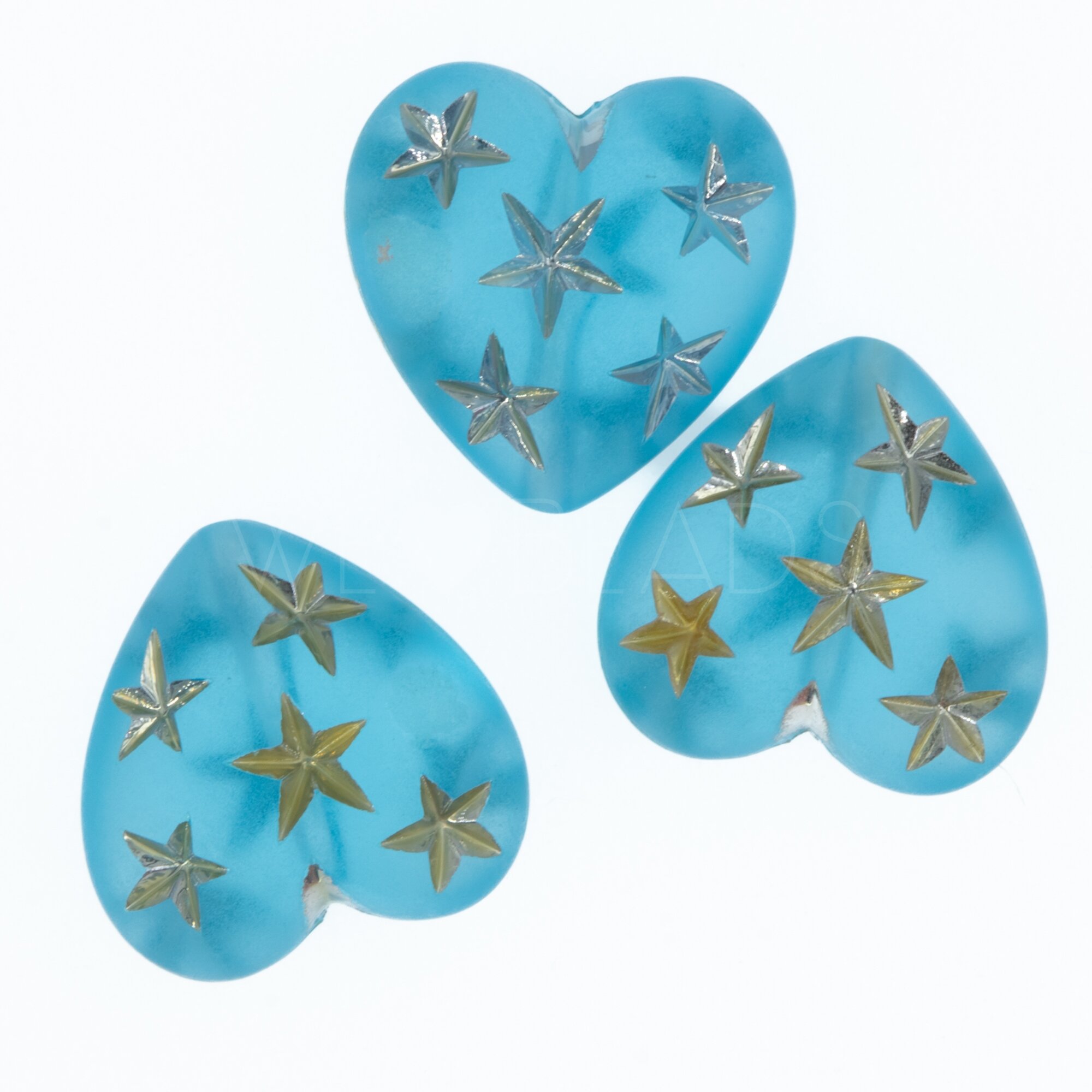 14mm Herz-Perle in Aqua  Transparent, Matt