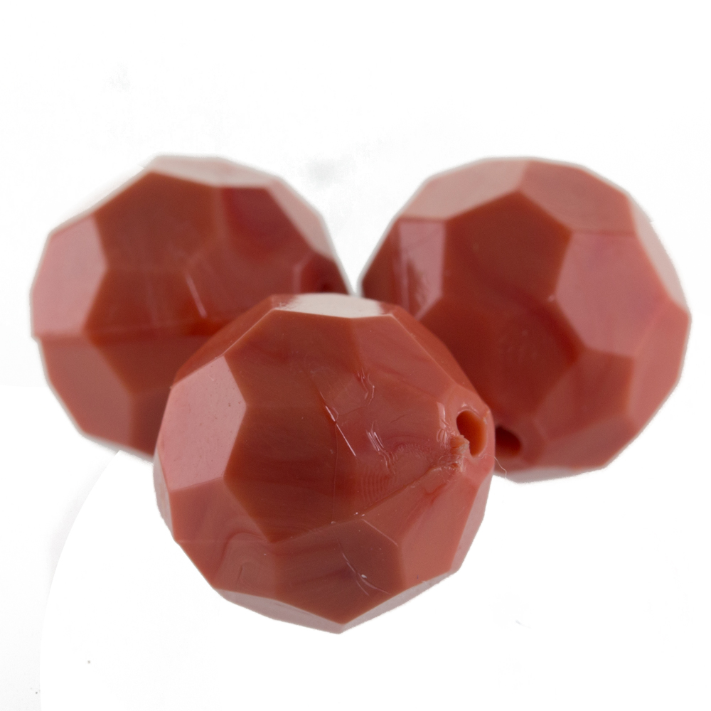 10mm  facettierte Rundperle in  korall orange  Marmor