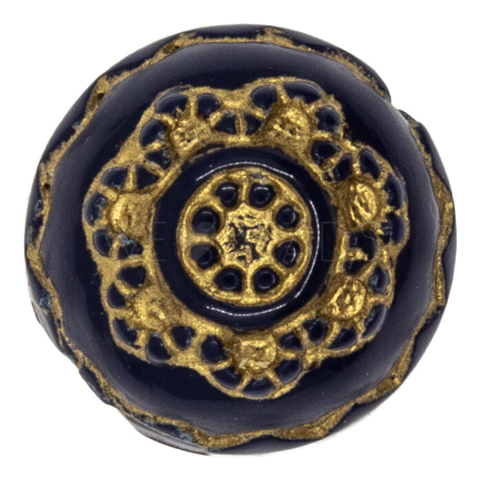 13mm Rund Perle in stahlblau mit gold